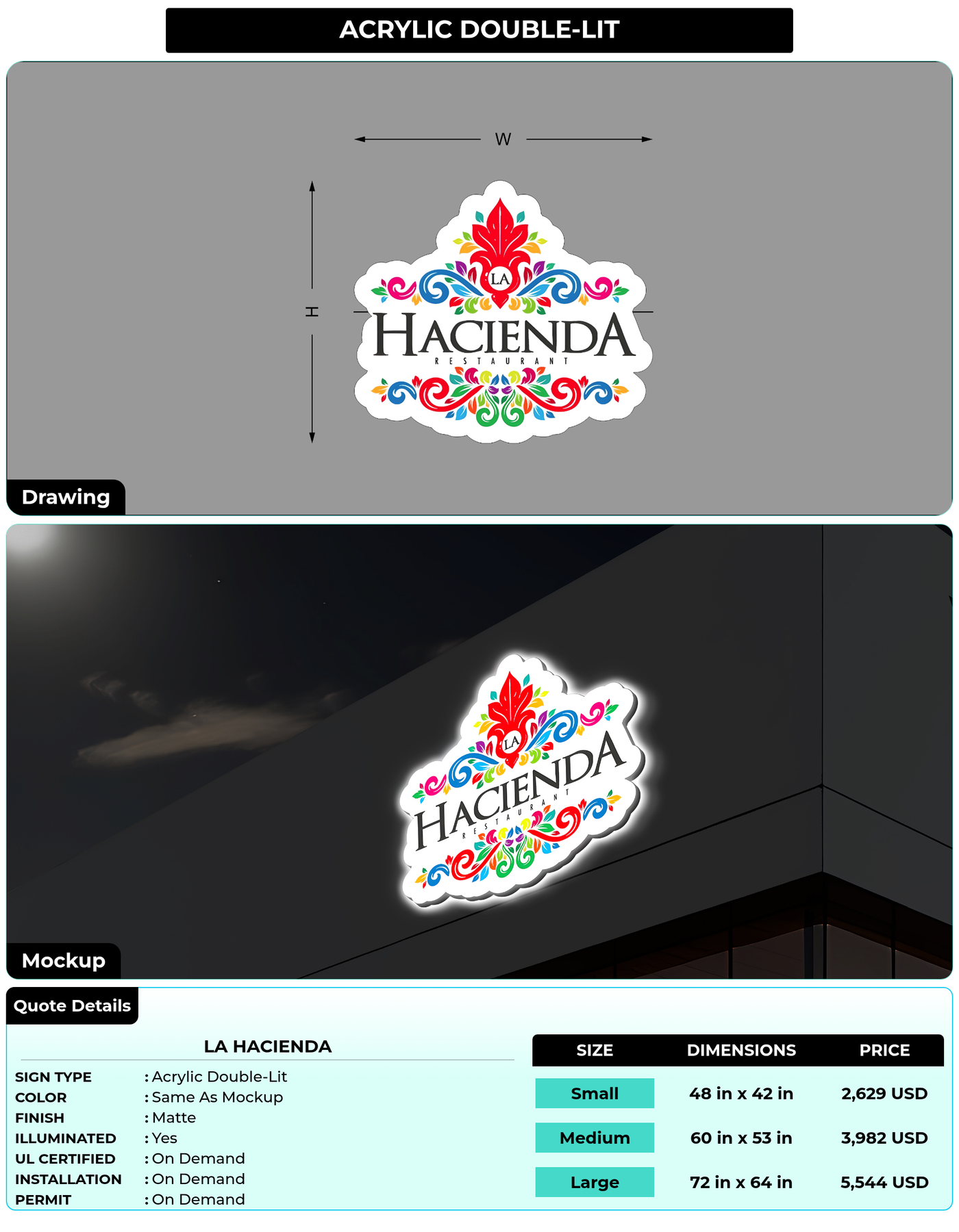 CUSTOM MOCKUP SIGN FOR La Hacienda
