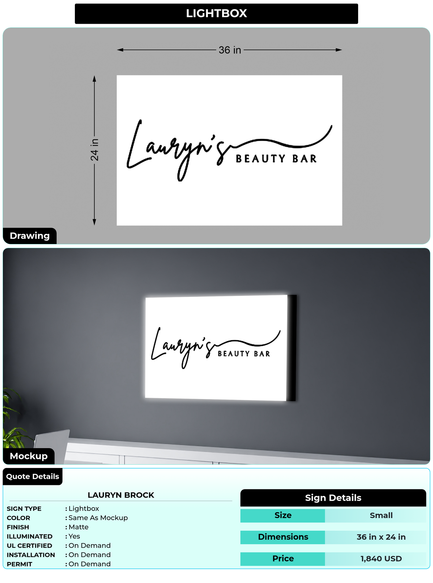 CUSTOM MOCKUP SIGN FOR Lauryn Brock