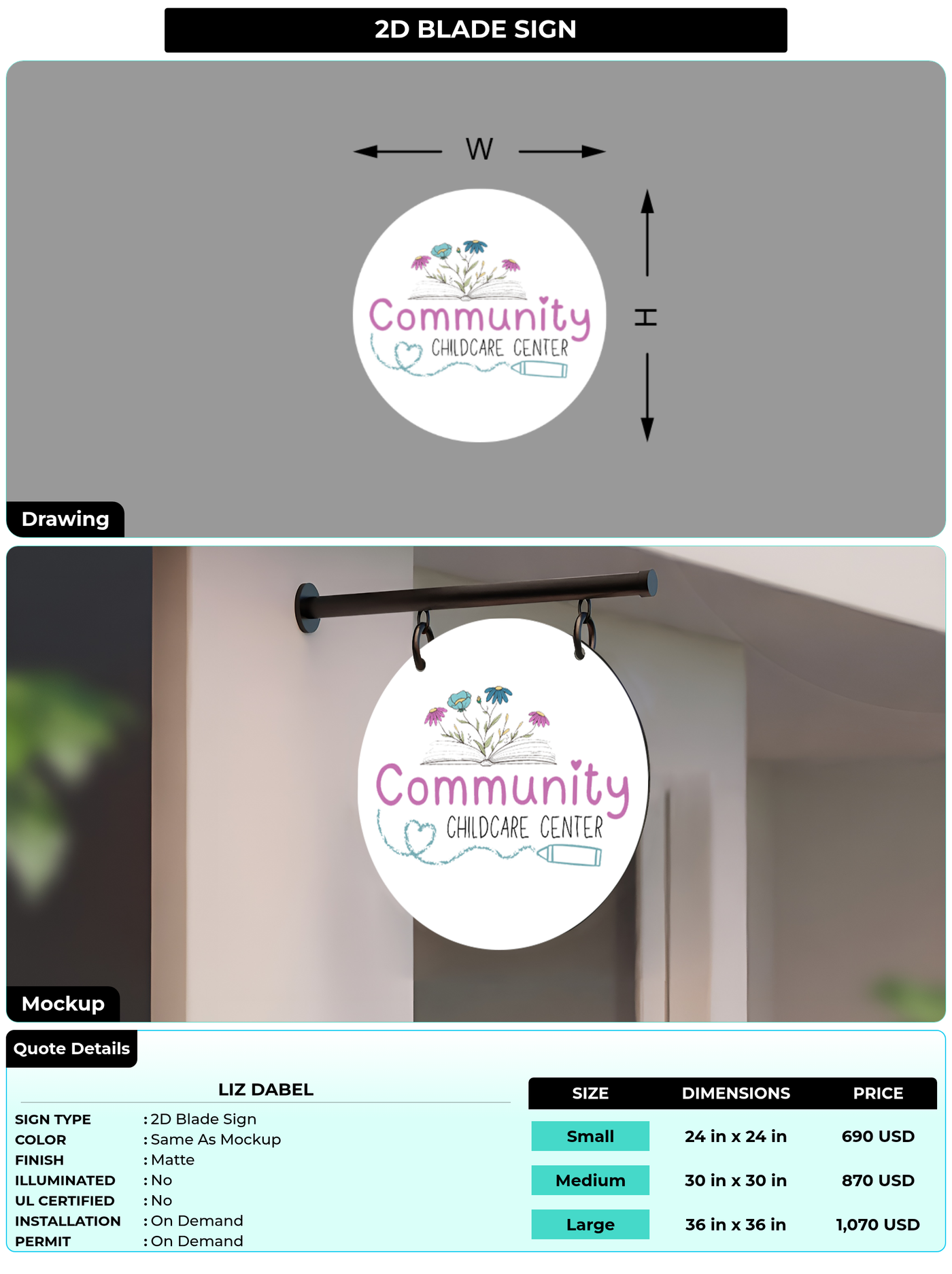 CUSTOM MOCKUP SIGN FOR Liz Dabel