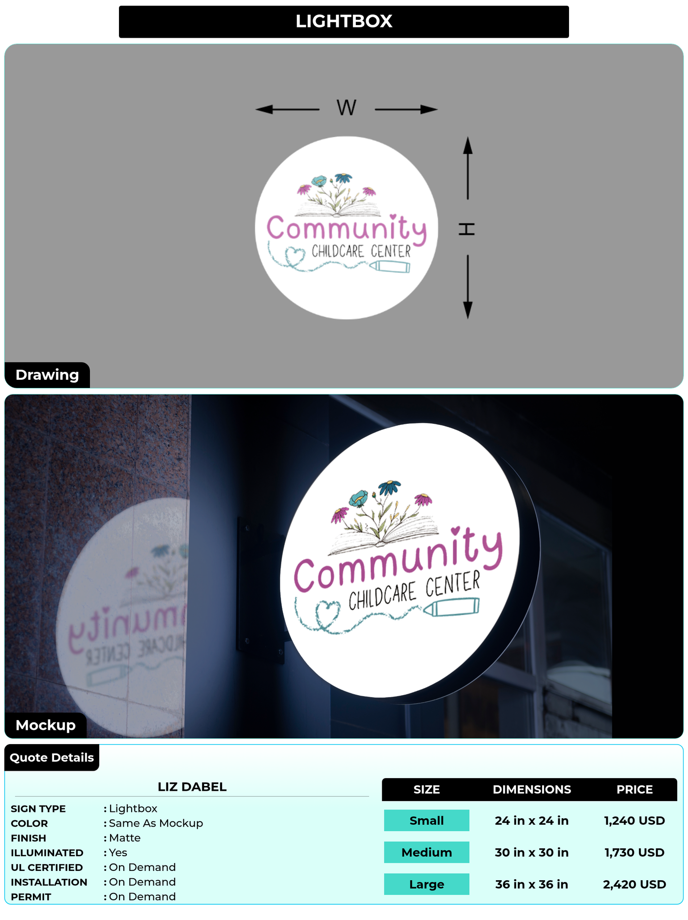 CUSTOM MOCKUP SIGN FOR Liz Dabel