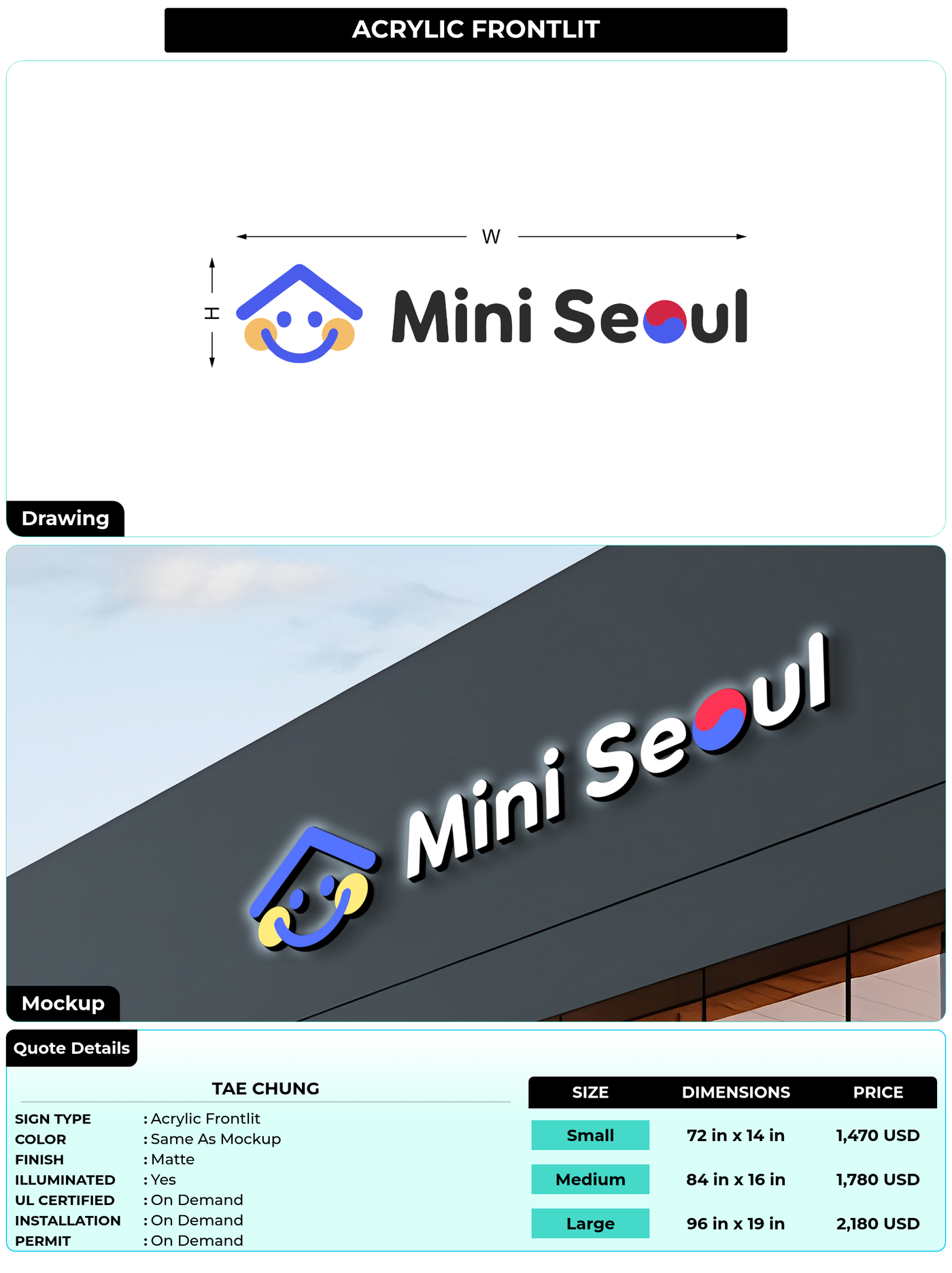 CUSTOM MOCKUP SIGN FOR Tae Chung