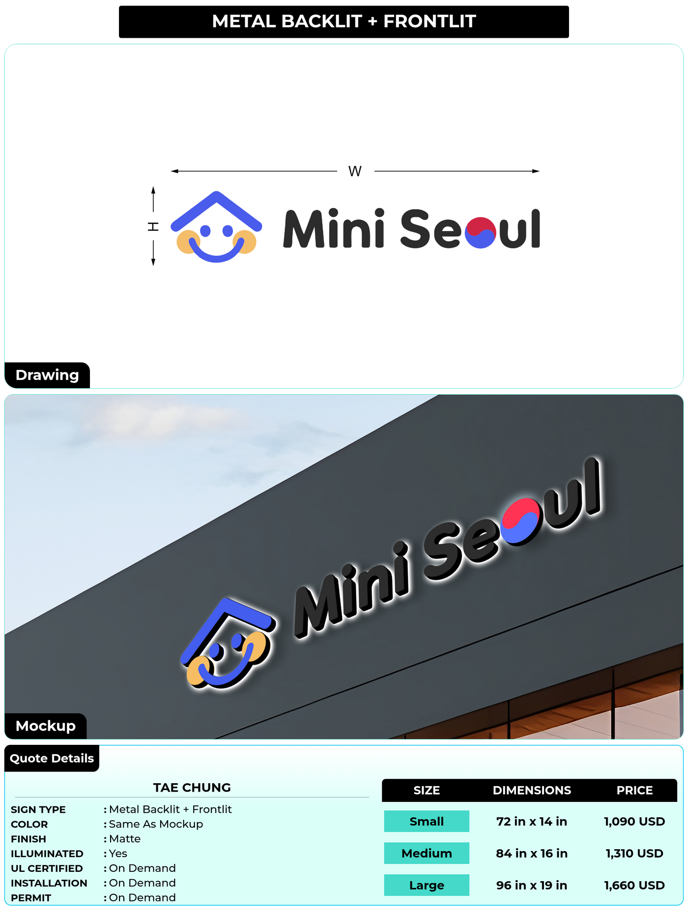 CUSTOM MOCKUP SIGN FOR Tae Chung