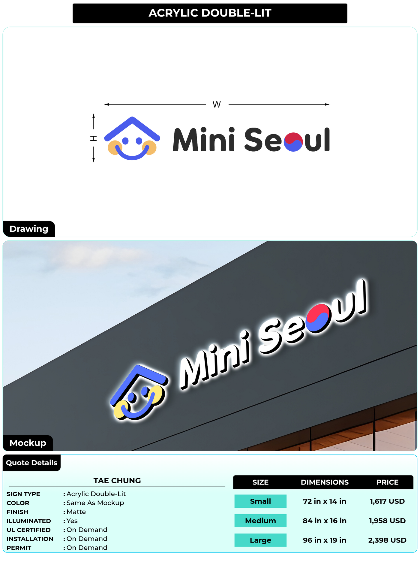 CUSTOM MOCKUP SIGN FOR Tae Chung