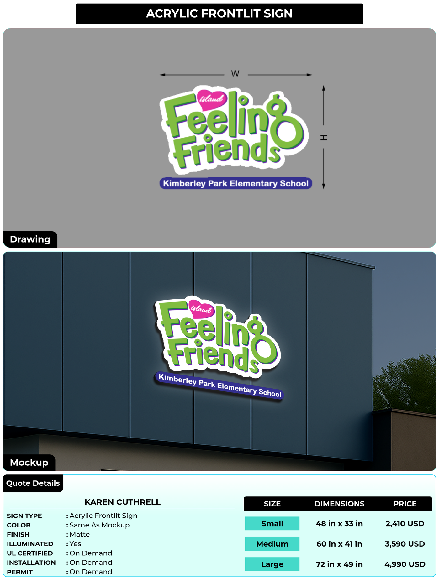 CUSTOM MOCKUP SIGN FOR Karen Cuthrell