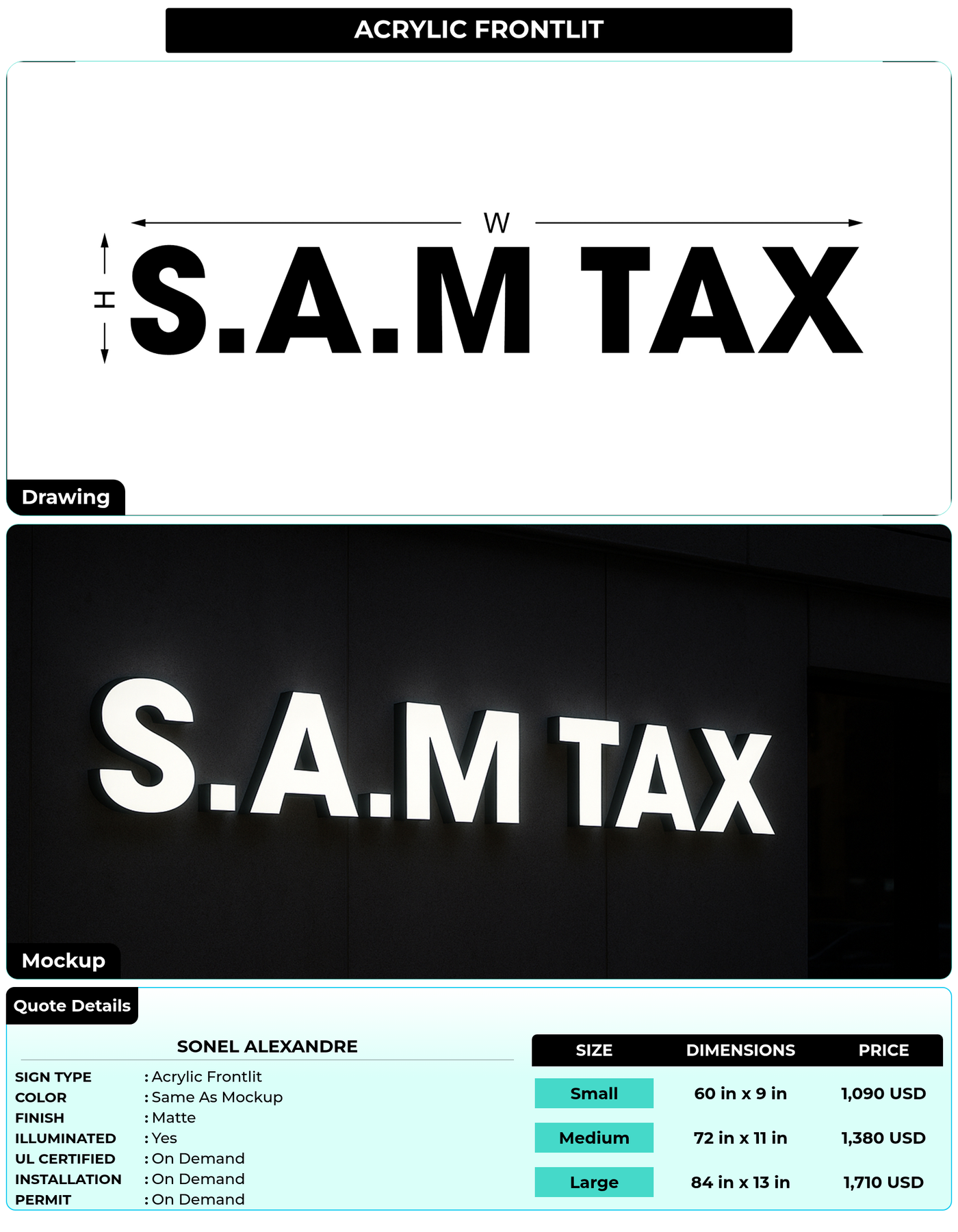 CUSTOM MOCKUP SIGN FOR SONEL ALEXANDRE