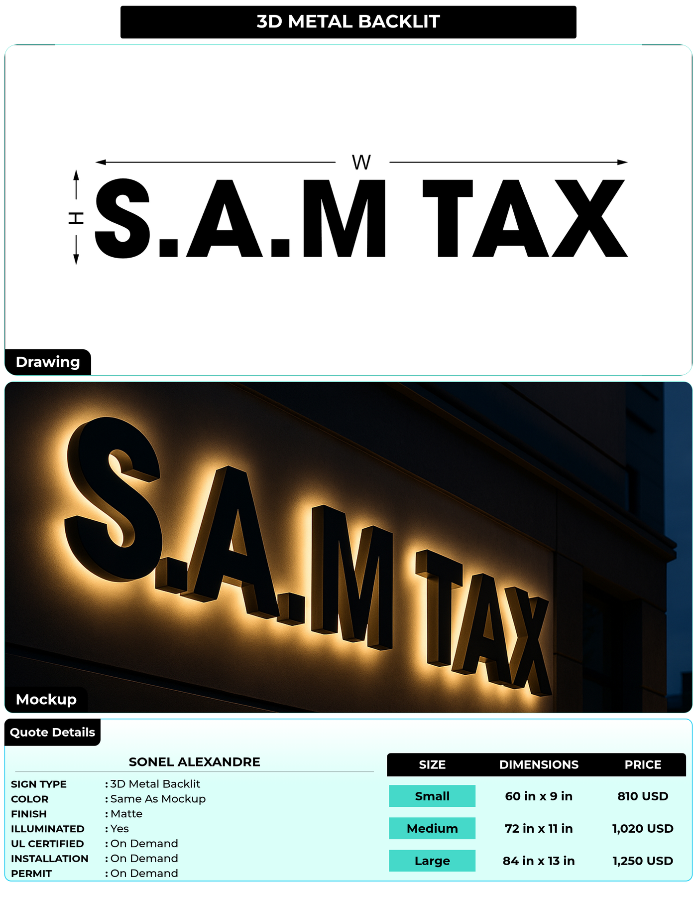 CUSTOM MOCKUP SIGN FOR SONEL ALEXANDRE