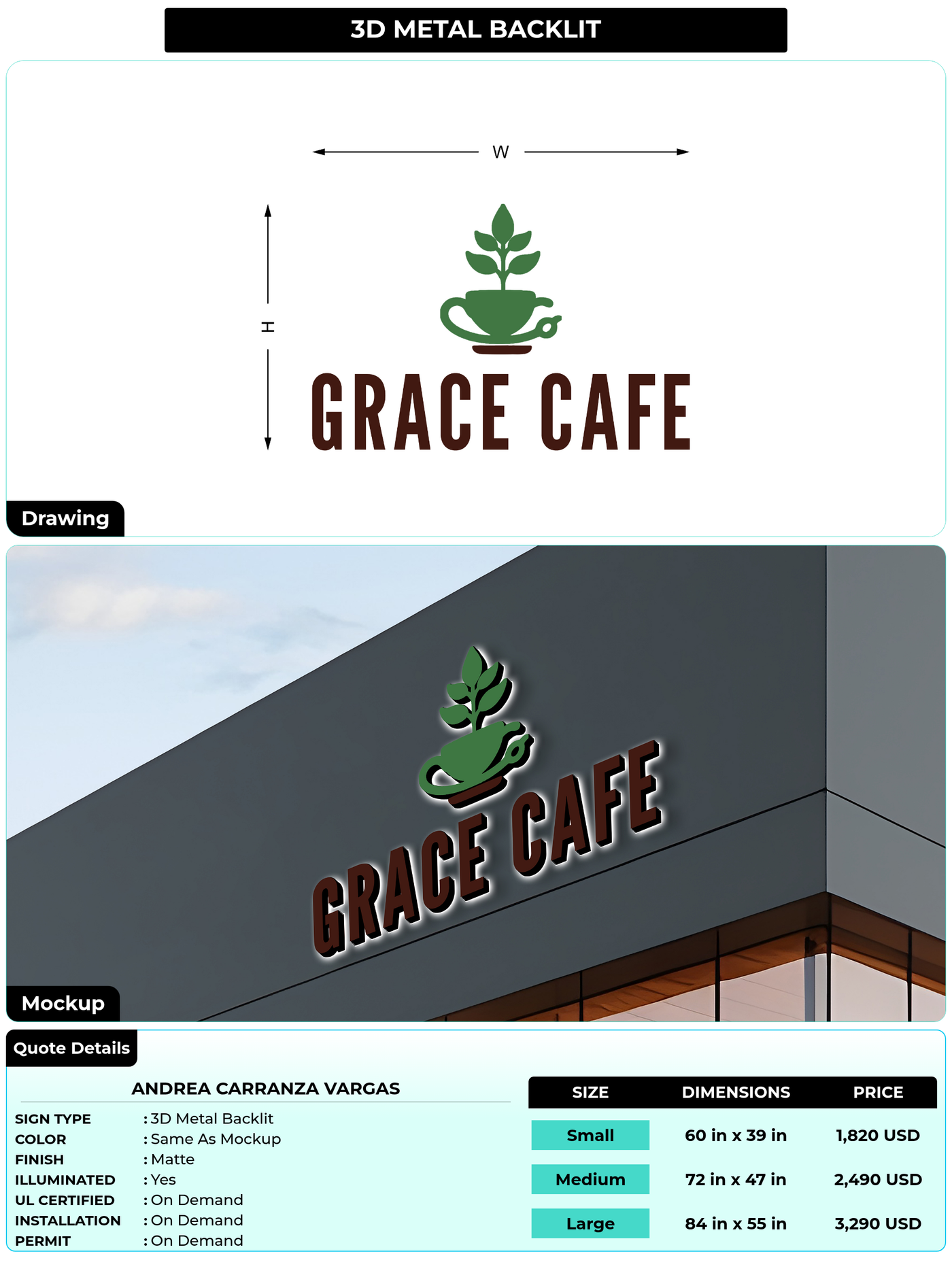 CUSTOM MOCKUP SIGN FOR Andrea Carranza Vargas