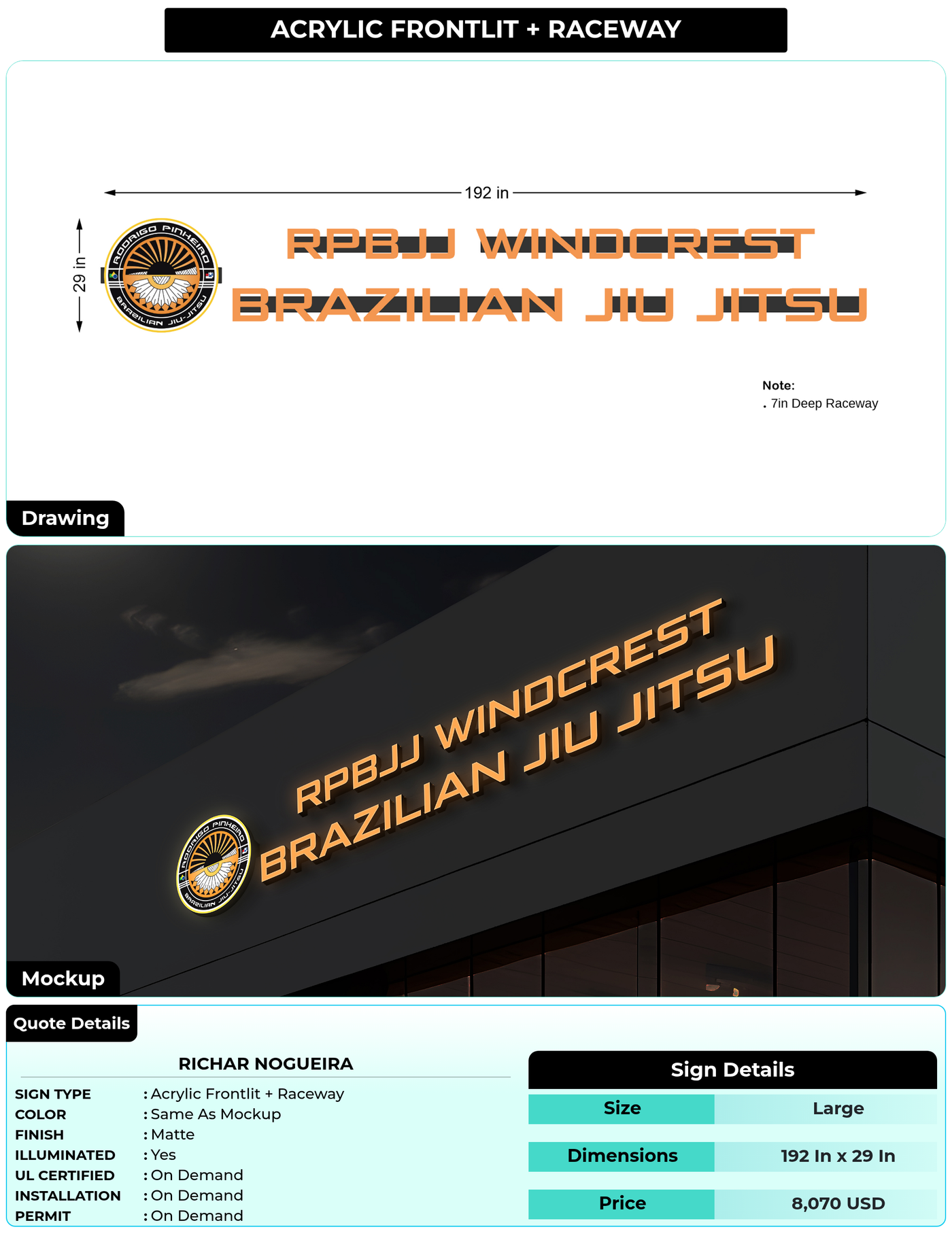 CUSTOM MOCKUP SIGN FOR Richar Nogueira