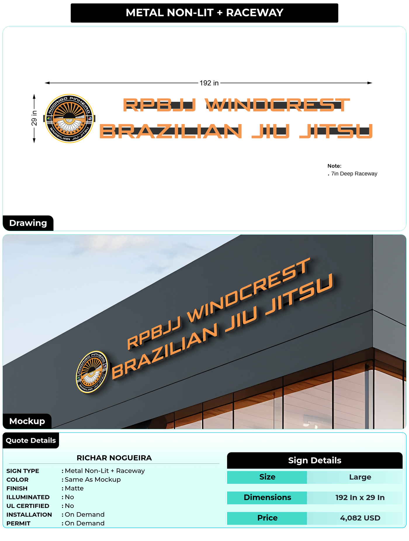 CUSTOM MOCKUP SIGN FOR Richar Nogueira