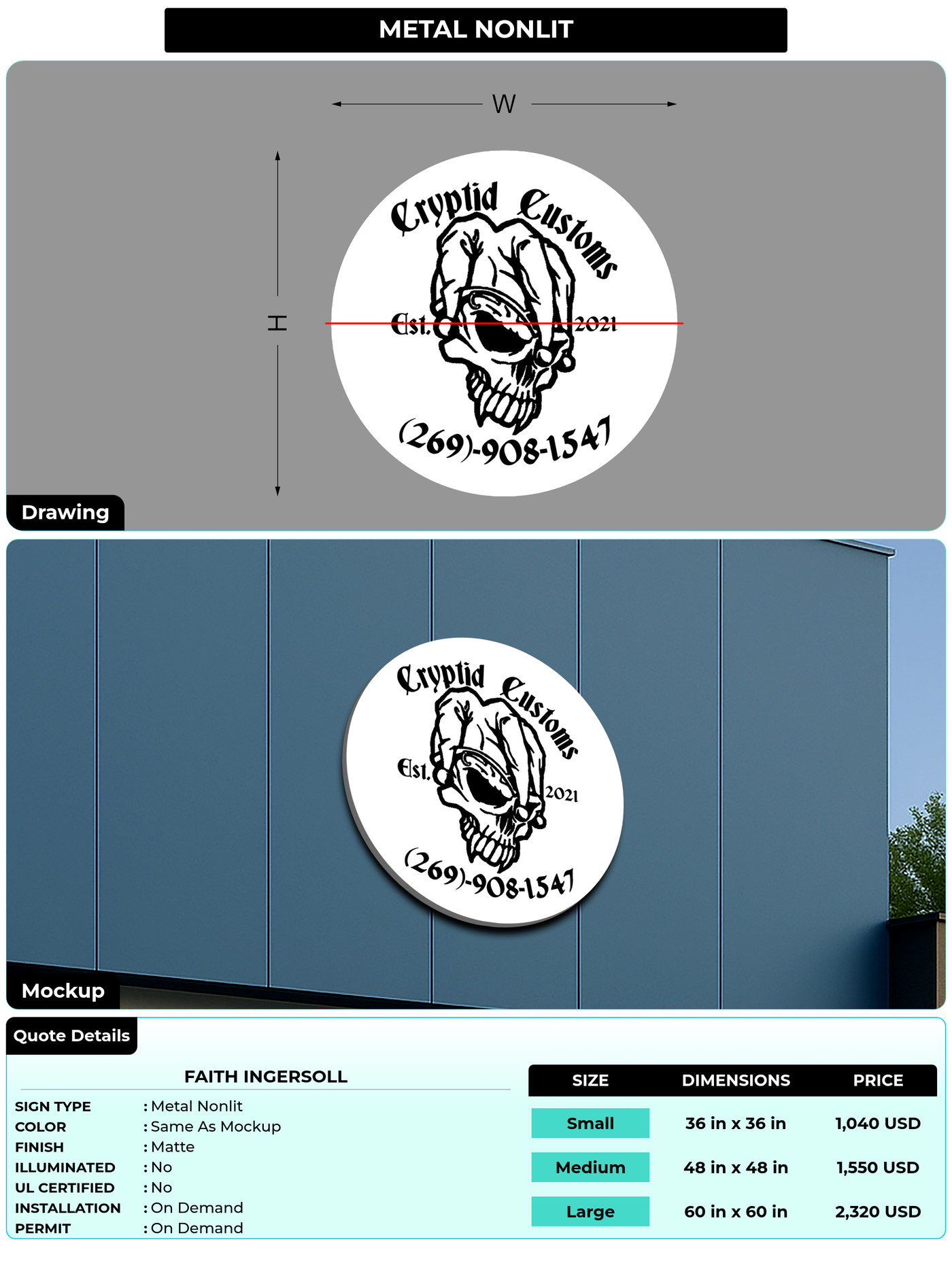 CUSTOM MOCKUP SIGN FOR Faith Ingersoll