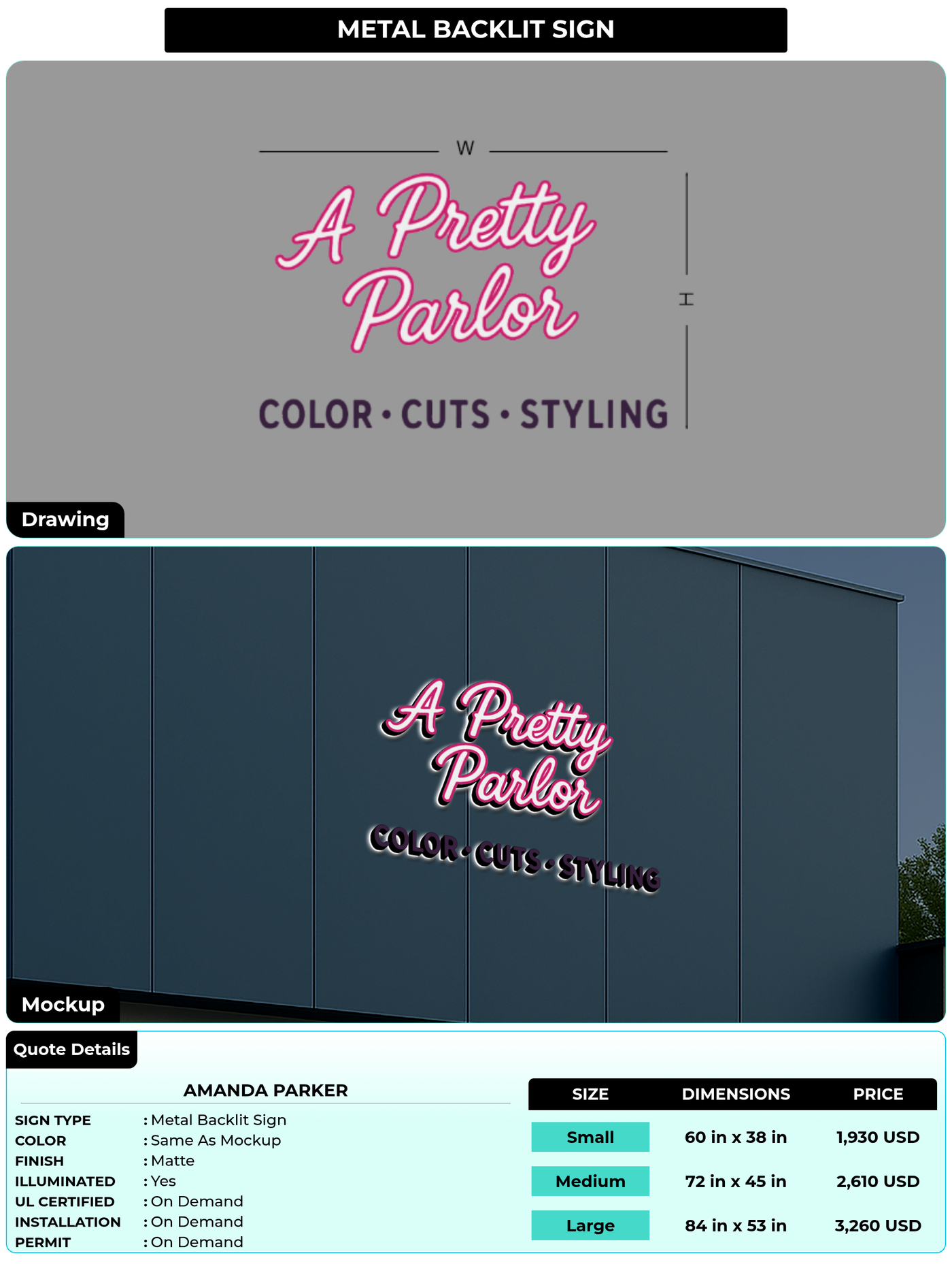 CUSTOM MOCKUP SIGN FOR Amanda Parker