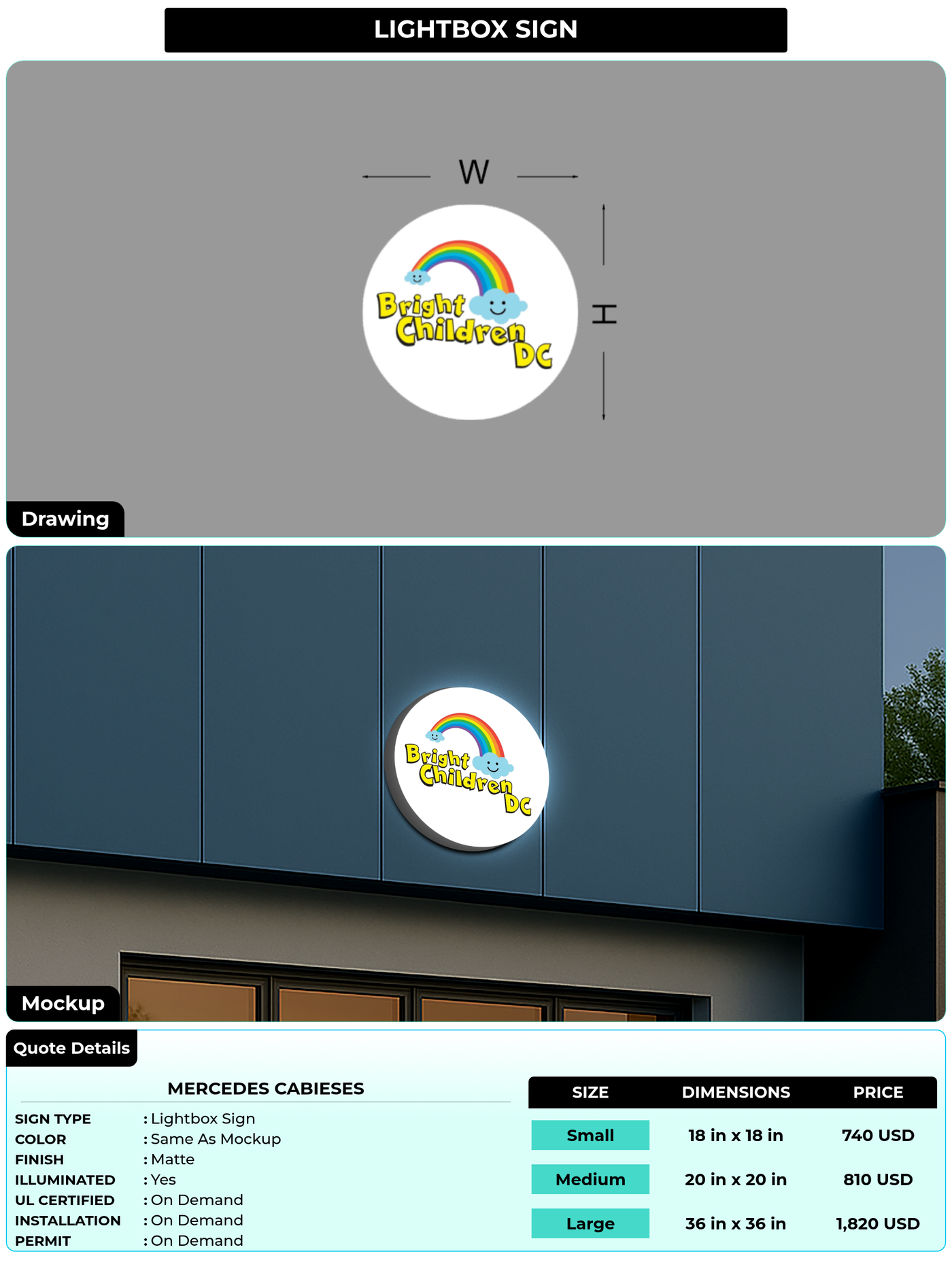 CUSTOM MOCKUP SIGN FOR Mercedes Cabieses
