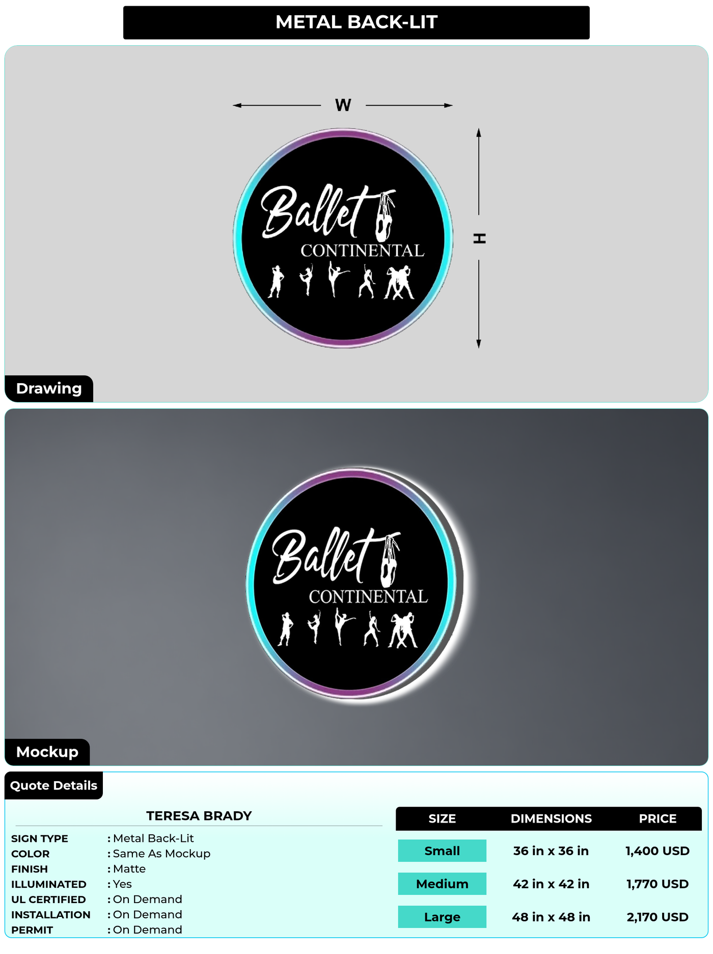 CUSTOM MOCKUP SIGN FOR Teresa Brady