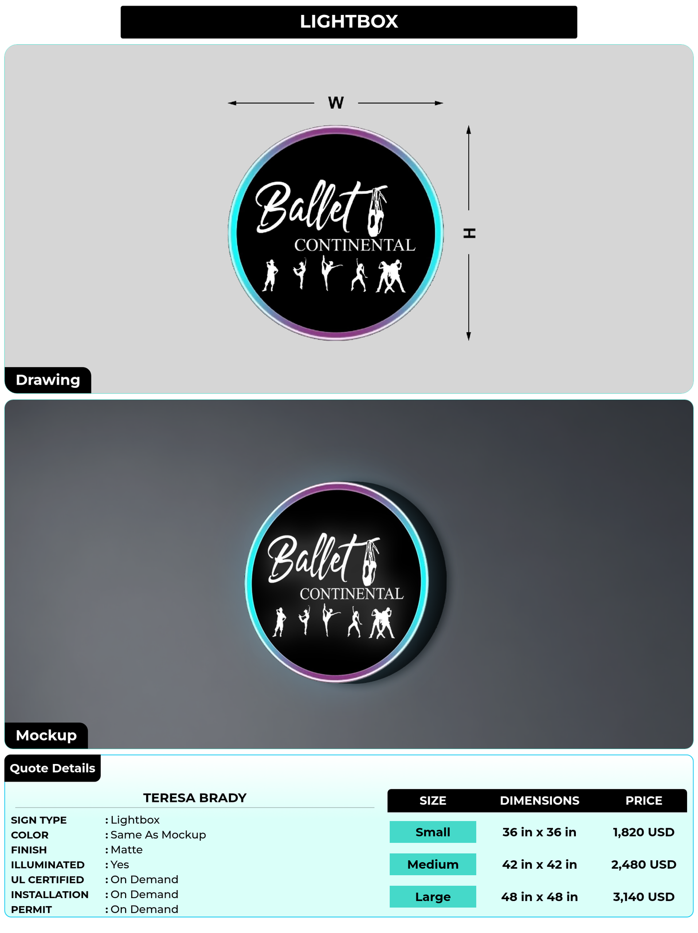 CUSTOM MOCKUP SIGN FOR Teresa Brady
