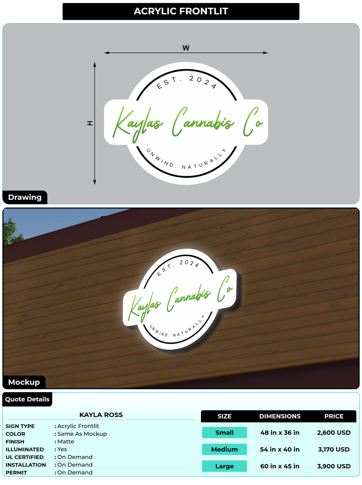 CUSTOM MOCKUP SIGN FOR Kayla Ross