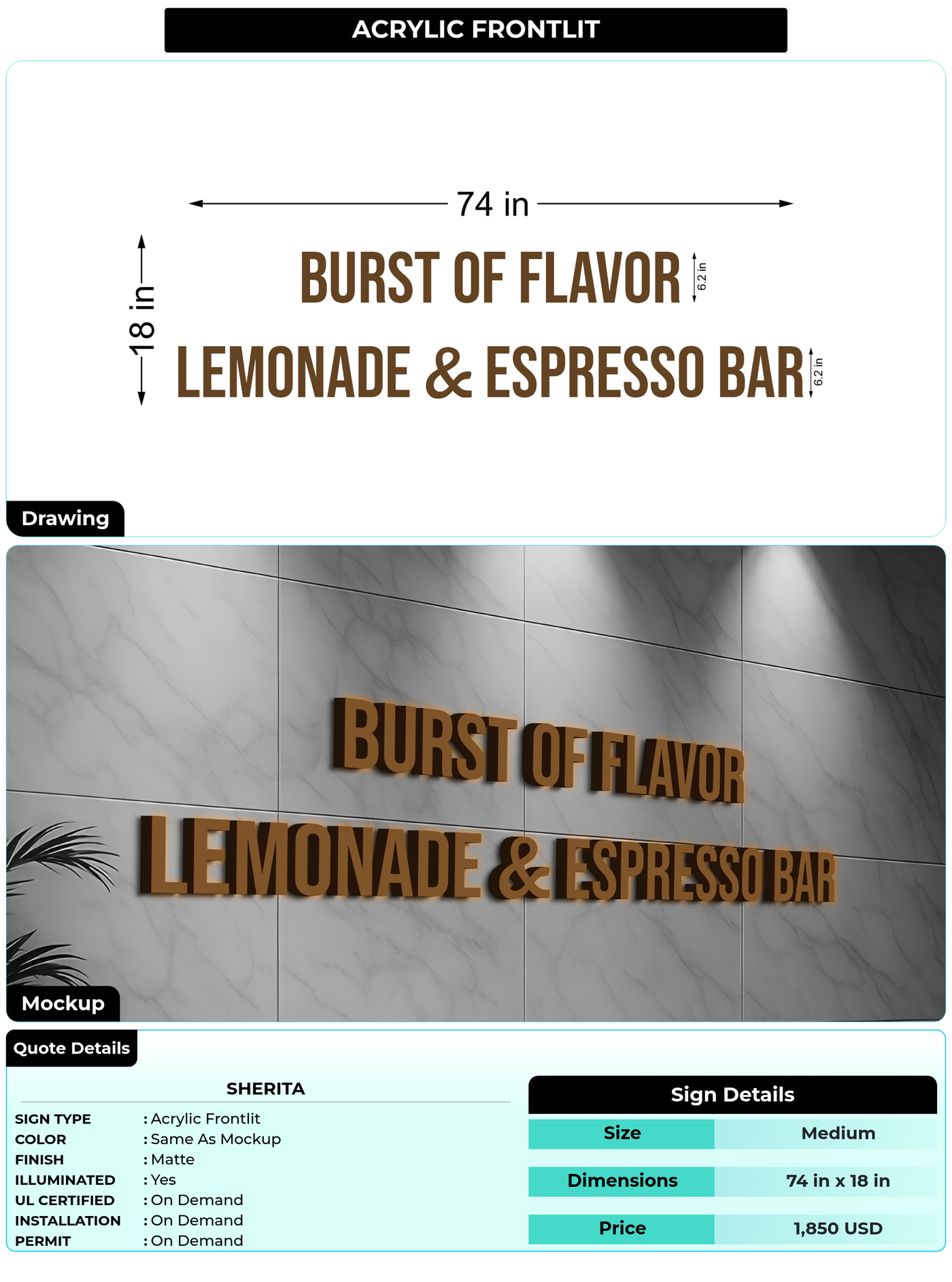 CUSTOM MOCKUP SIGN FOR Sherita