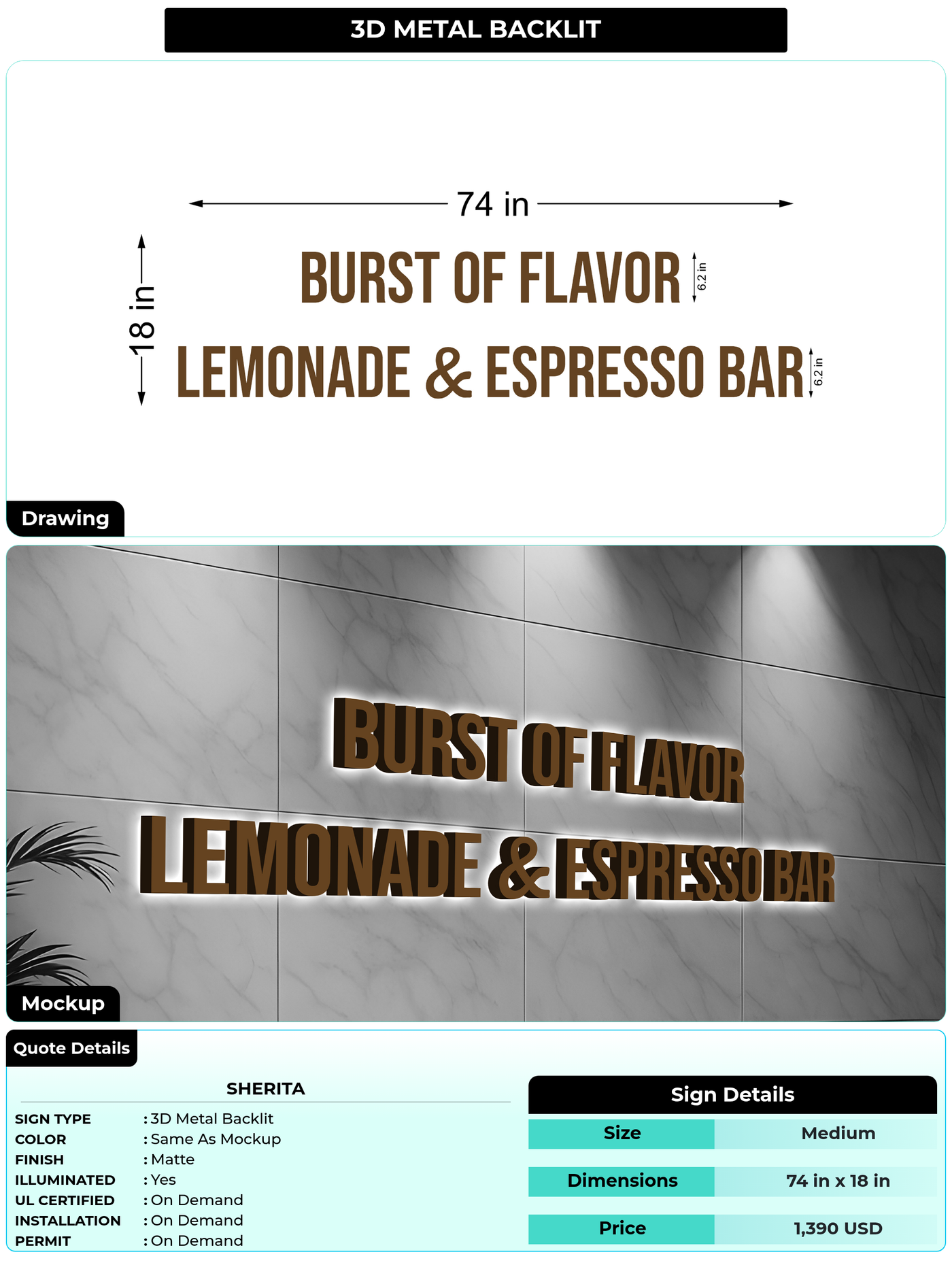 CUSTOM MOCKUP SIGN FOR Sherita