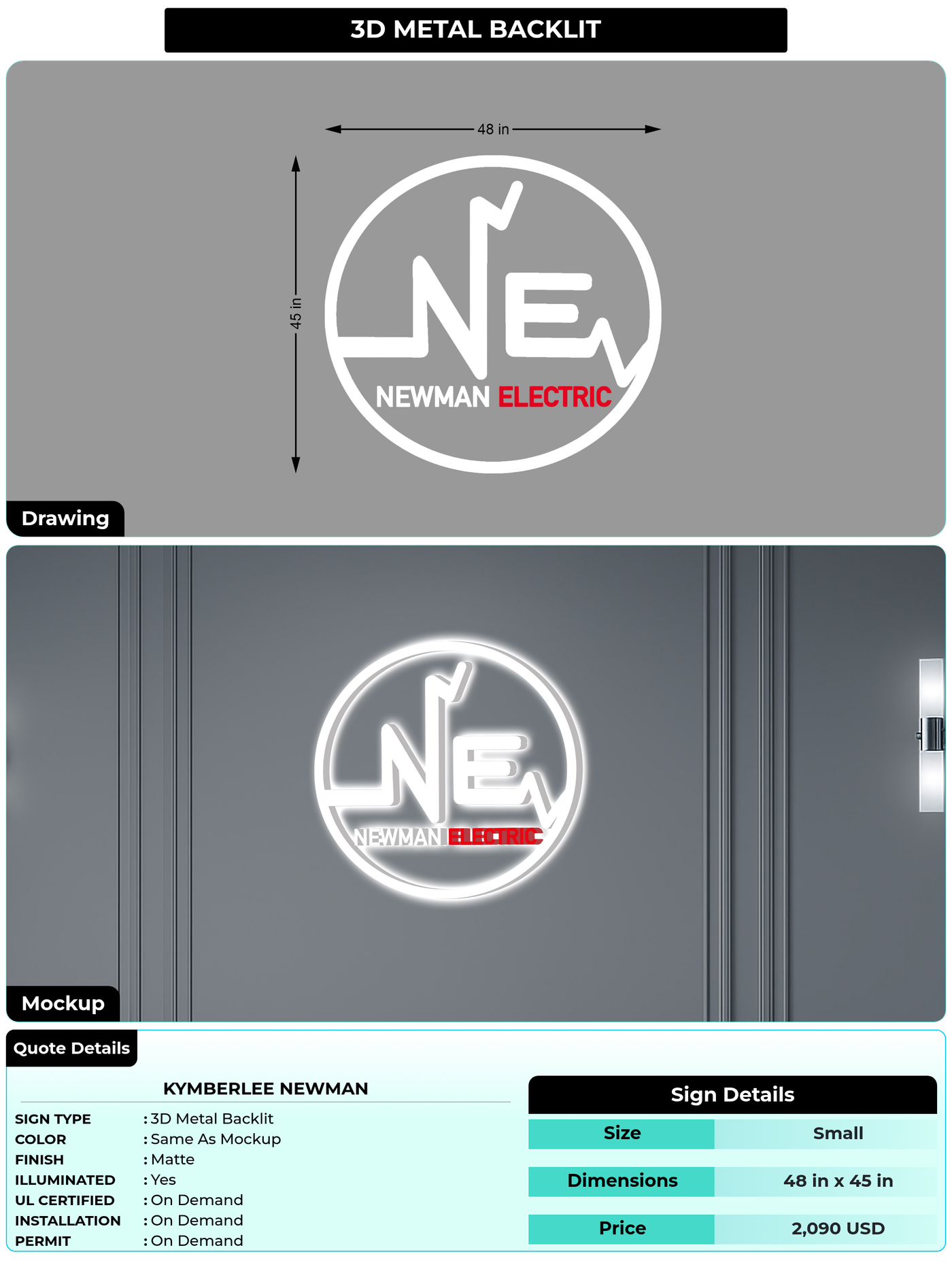CUSTOM MOCKUP SIGN FOR Kymberlee Newman