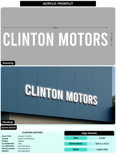 CUSTOM MOCKUP SIGN FOR CLINTON MOTORS