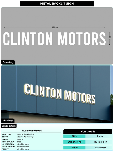 CUSTOM MOCKUP SIGN FOR CLINTON MOTORS