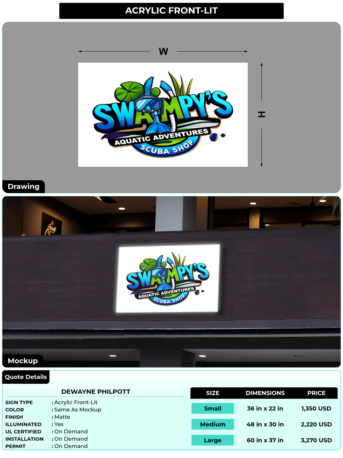 CUSTOM MOCKUP SIGN FOR DeWayne Philpott