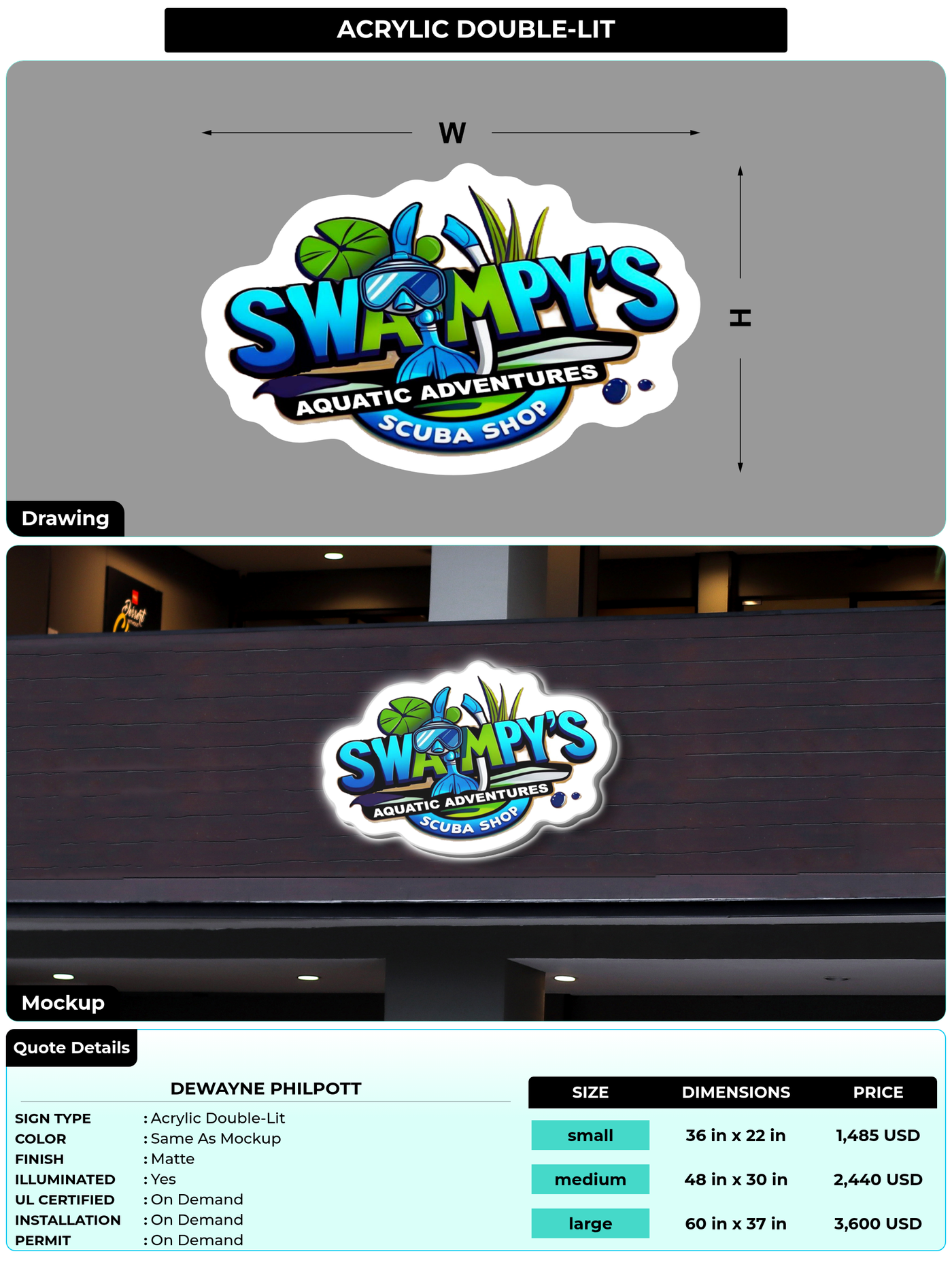 CUSTOM MOCKUP SIGN FOR DeWayne Philpott