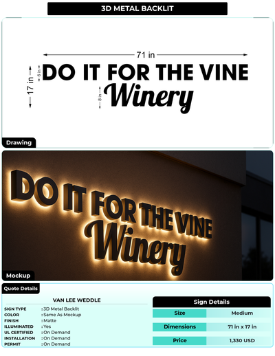 CUSTOM MOCKUP SIGN FOR Van Lee Weddle