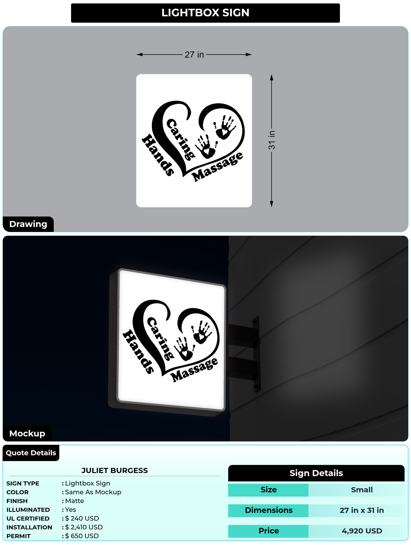 CUSTOM MOCKUP SIGN FOR Juliet Burgess