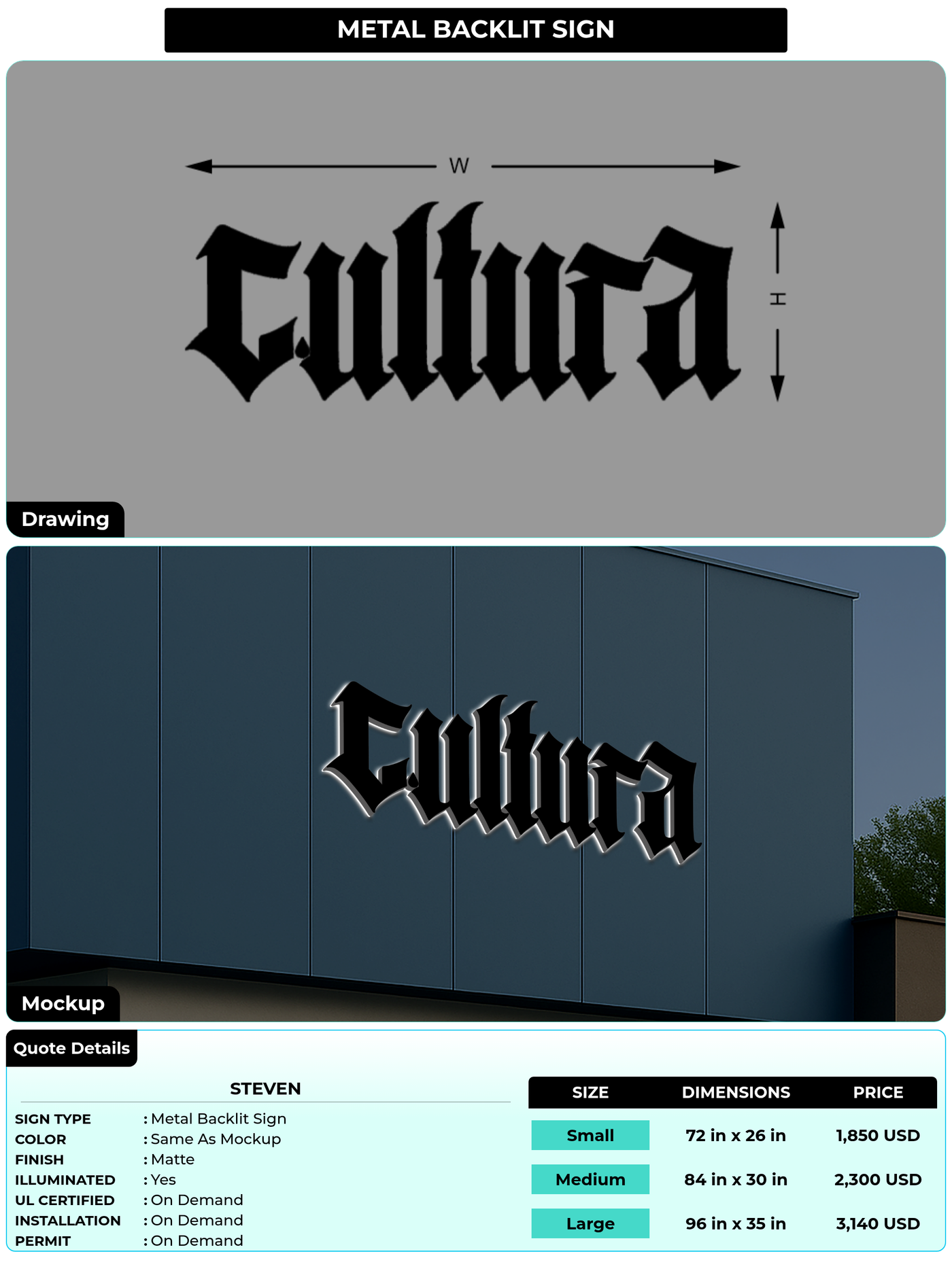 CUSTOM MOCKUP SIGN FOR steven