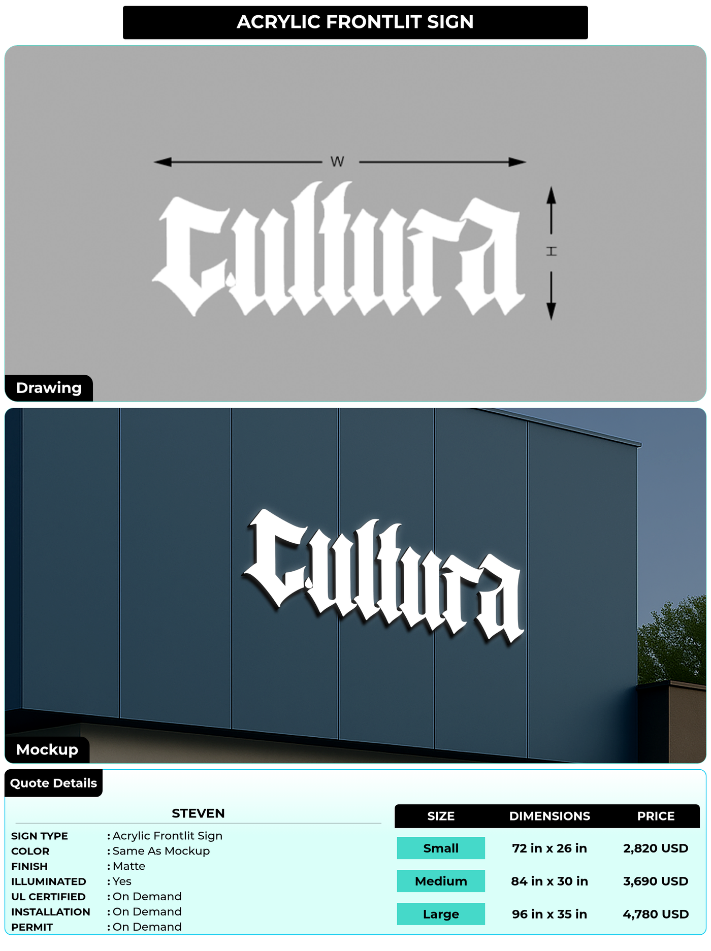 CUSTOM MOCKUP SIGN FOR steven