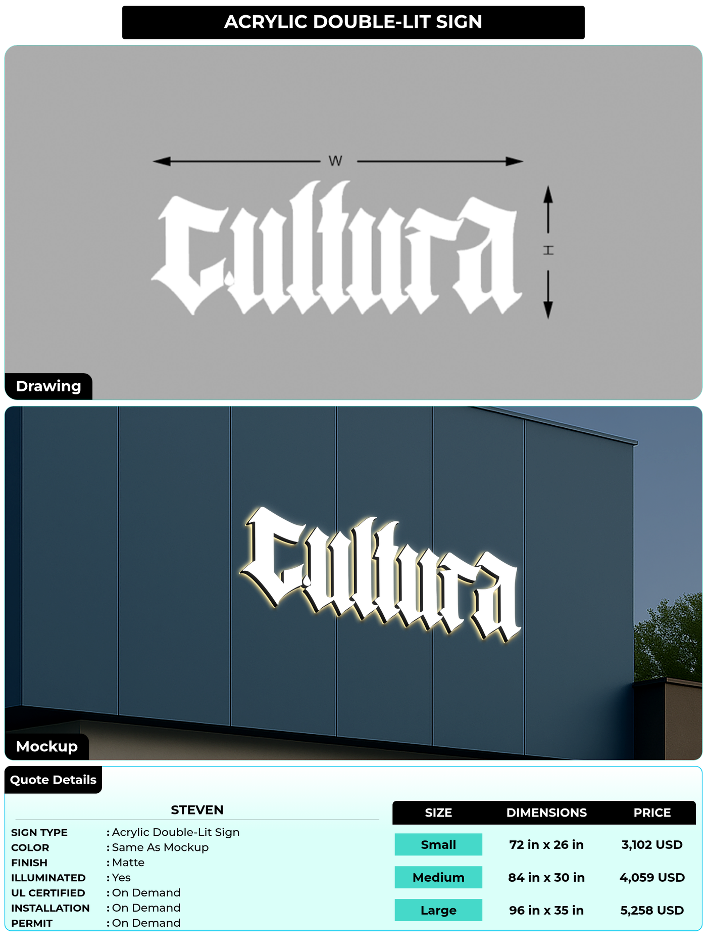 CUSTOM MOCKUP SIGN FOR steven