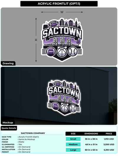 CUSTOM MOCKUP SIGN FOR Sactown Company