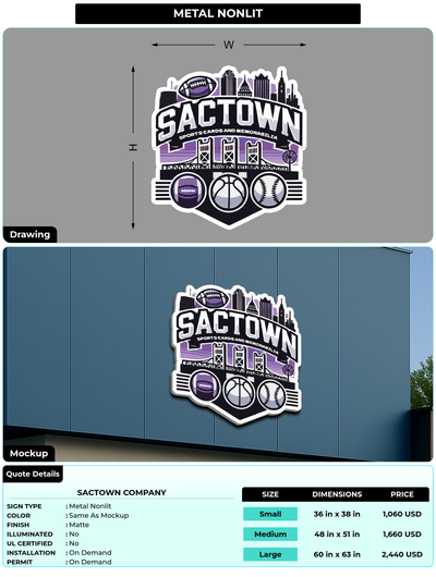 CUSTOM MOCKUP SIGN FOR Sactown Company