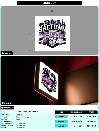 CUSTOM MOCKUP SIGN FOR Sactown Company
