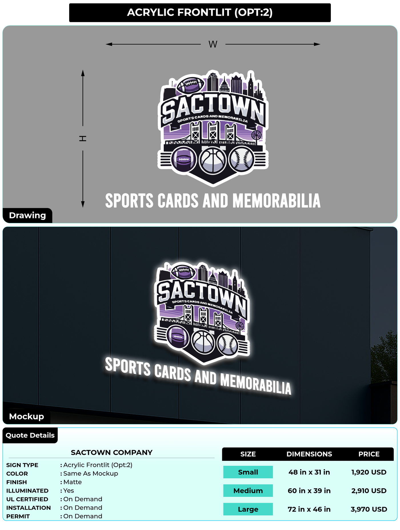 CUSTOM MOCKUP SIGN FOR Sactown Company
