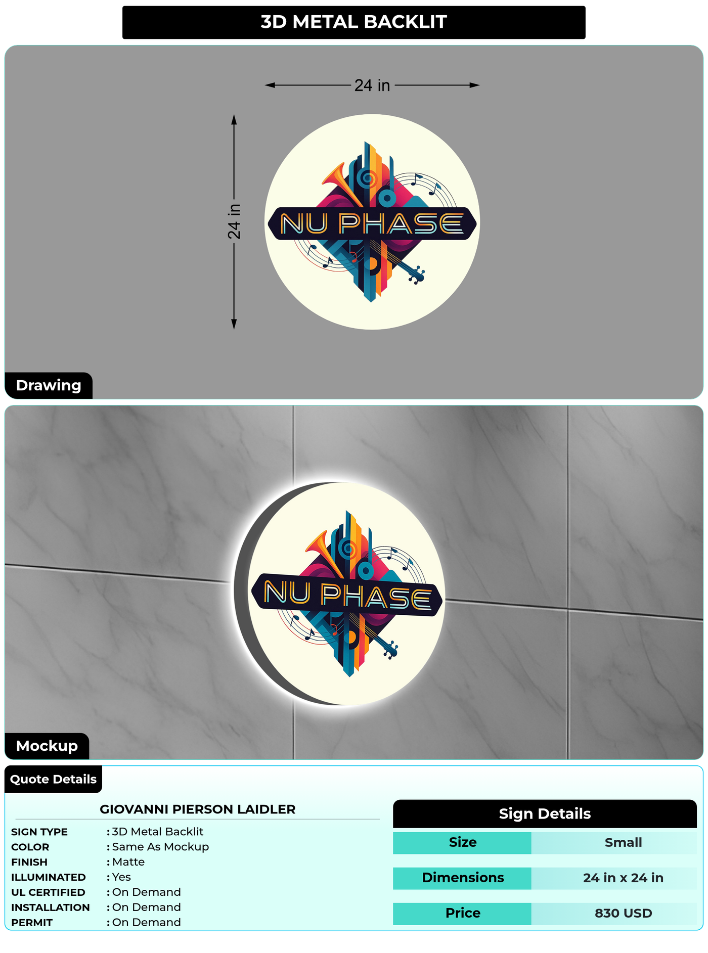 CUSTOM MOCKUP SIGN FOR Giovanni Pierson Laidler