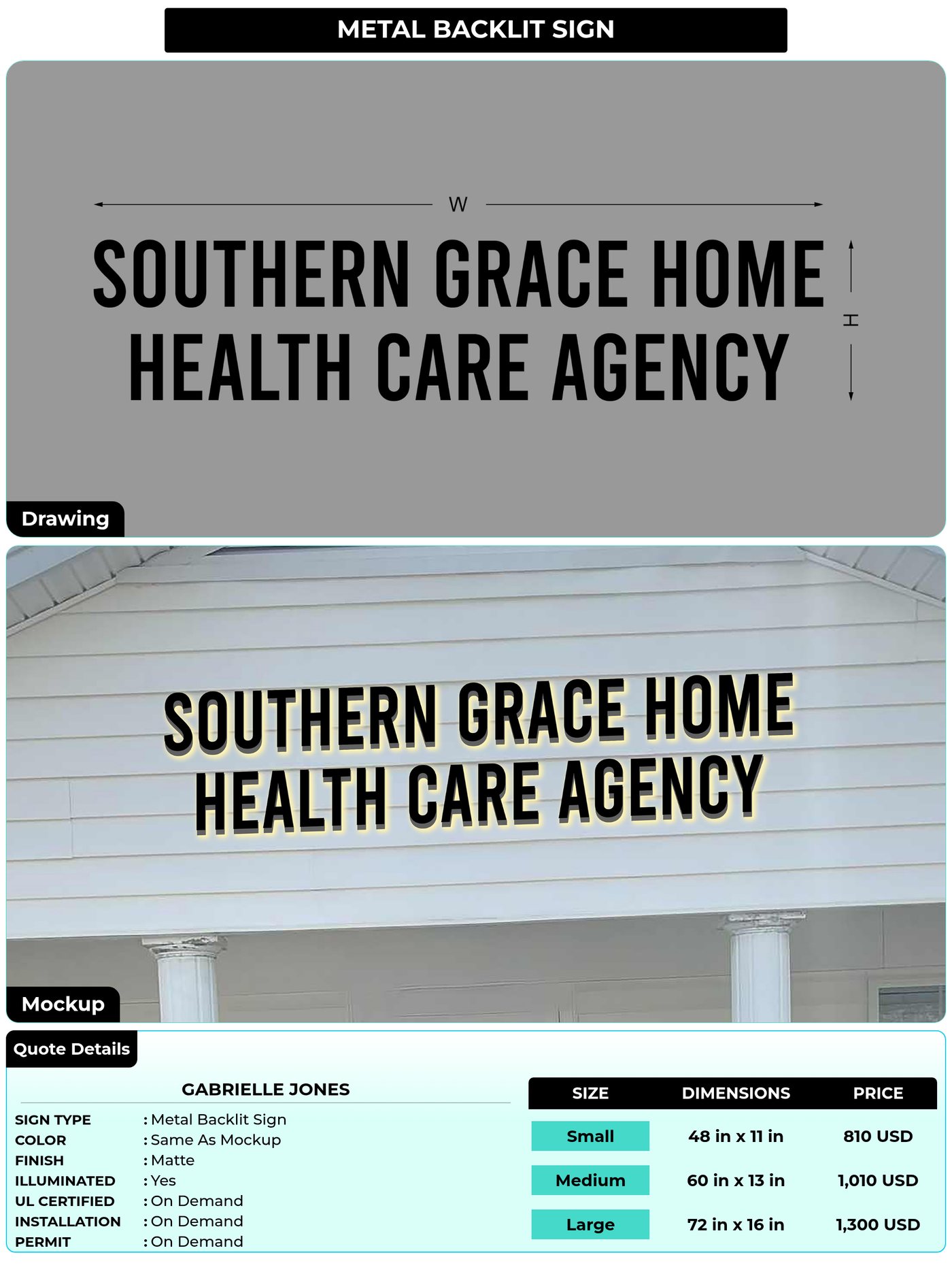 CUSTOM MOCKUP SIGN FOR Gabrielle Jones