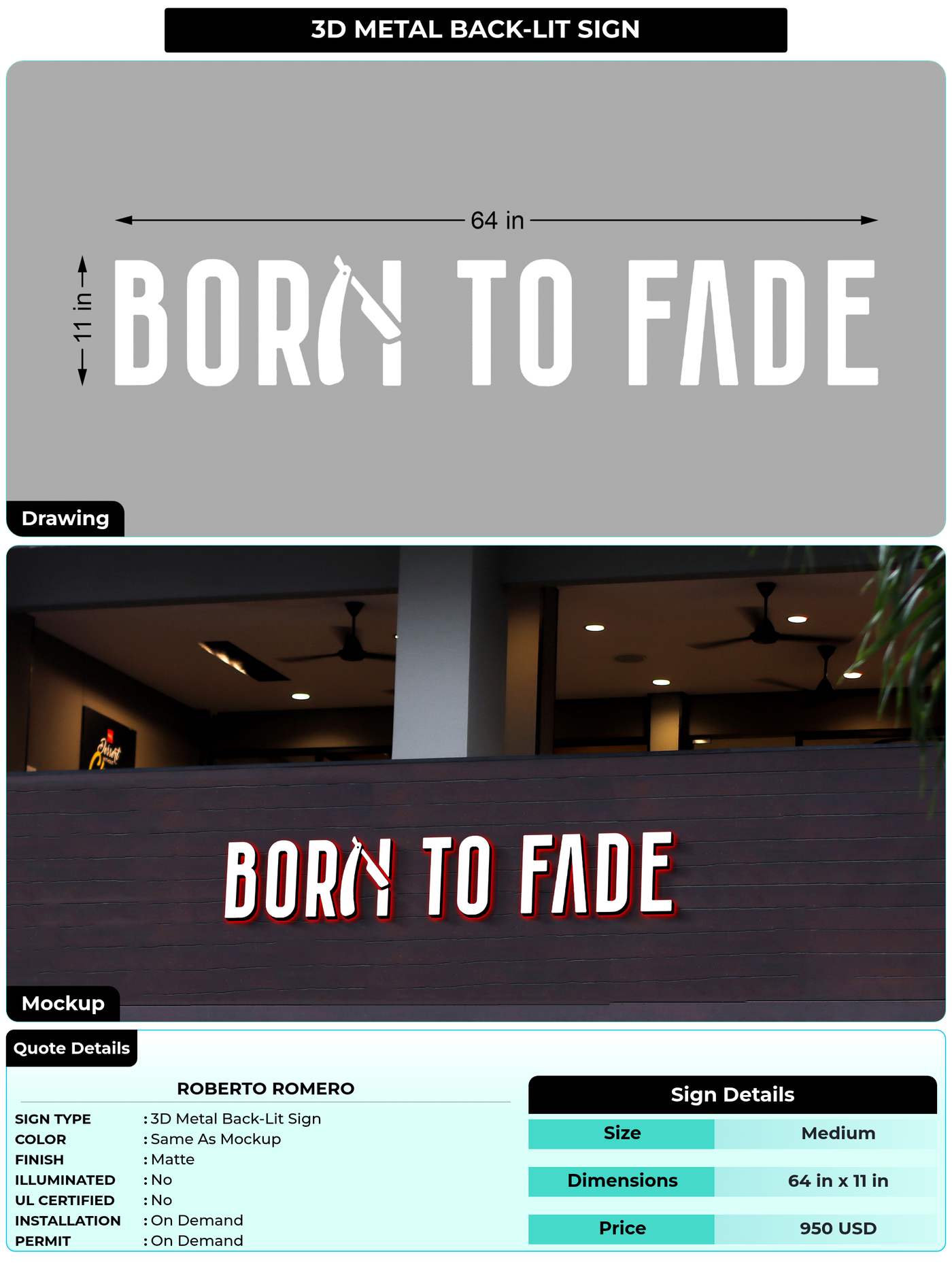 CUSTOM MOCKUP SIGN FOR Roberto Romero