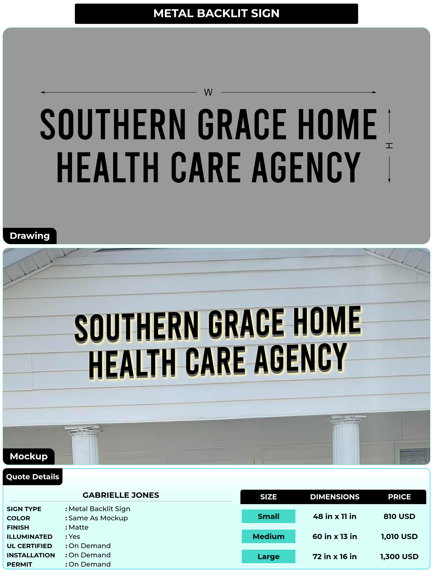 CUSTOM MOCKUP SIGN FOR Gabrielle Jones