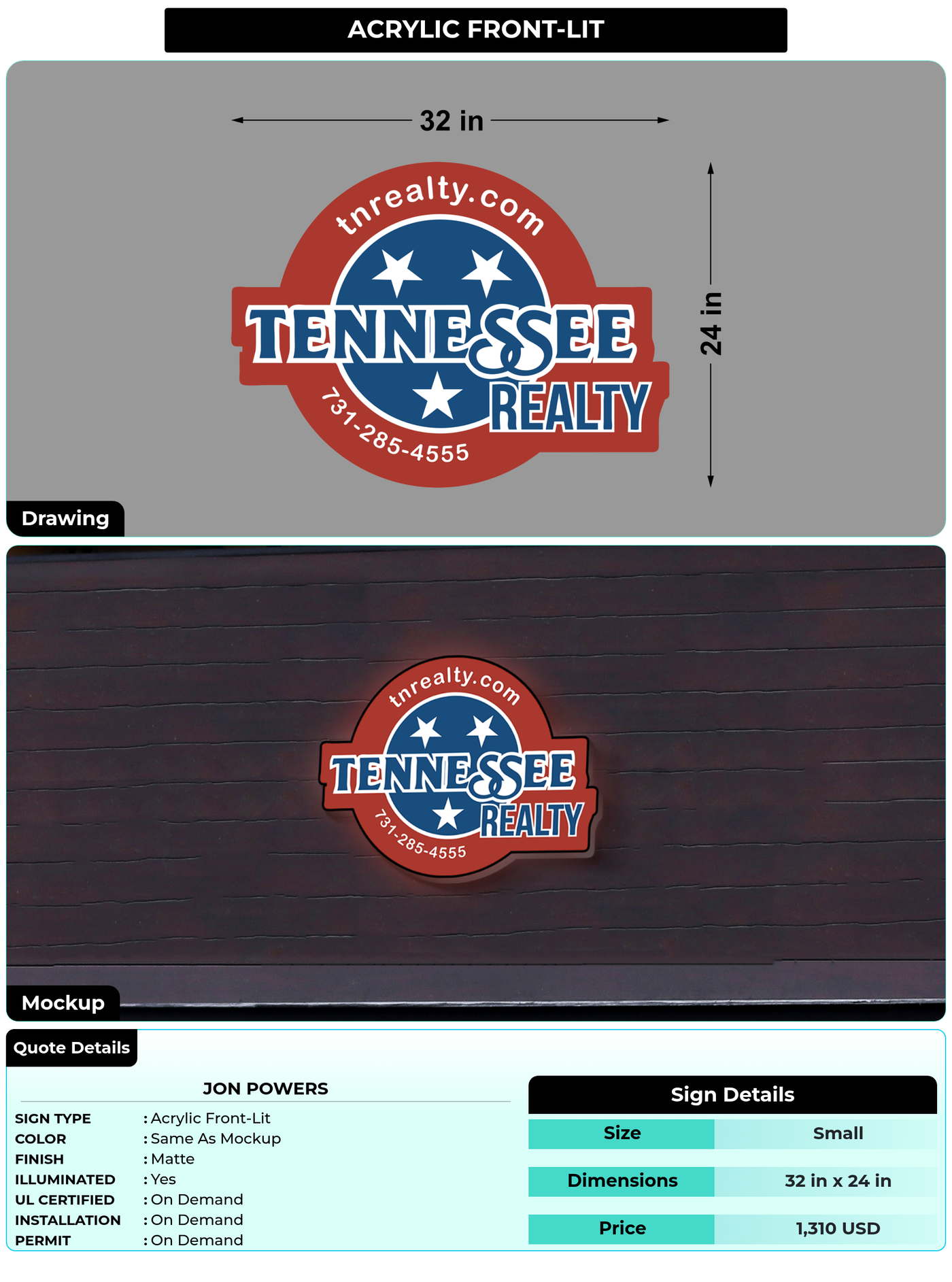 CUSTOM MOCKUP SIGN FOR Jon Powers