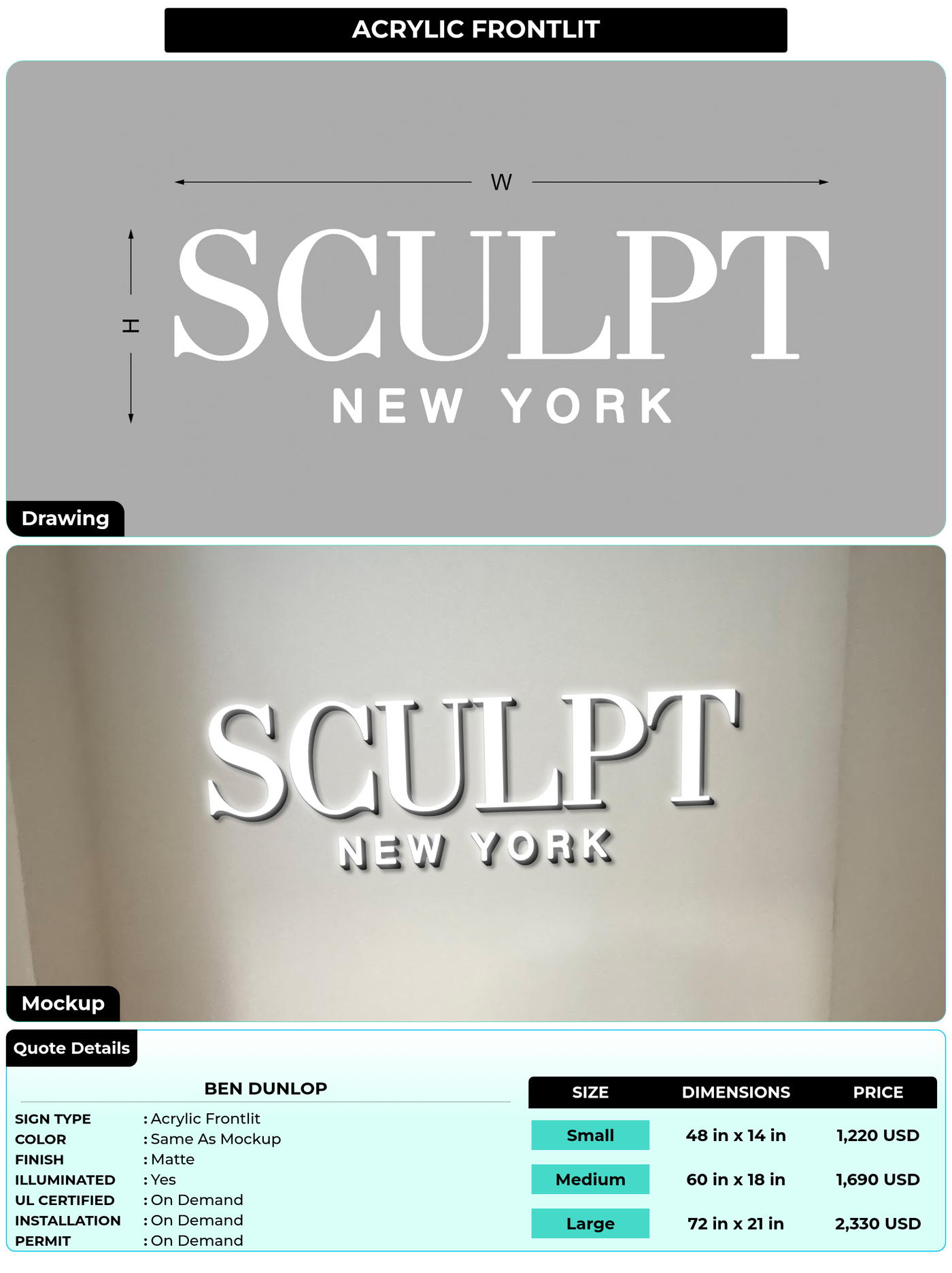 CUSTOM MOCKUP SIGN FOR Ben Dunlop