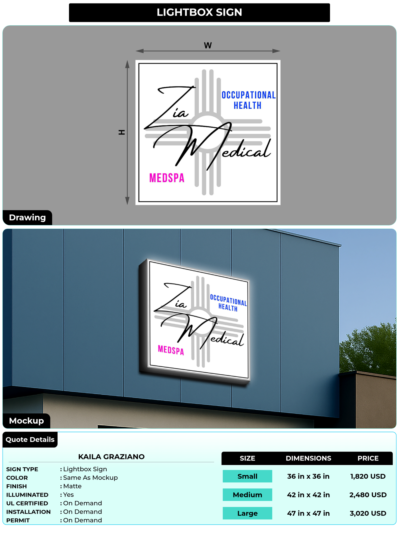 CUSTOM MOCKUP SIGN FOR Kaila Graziano