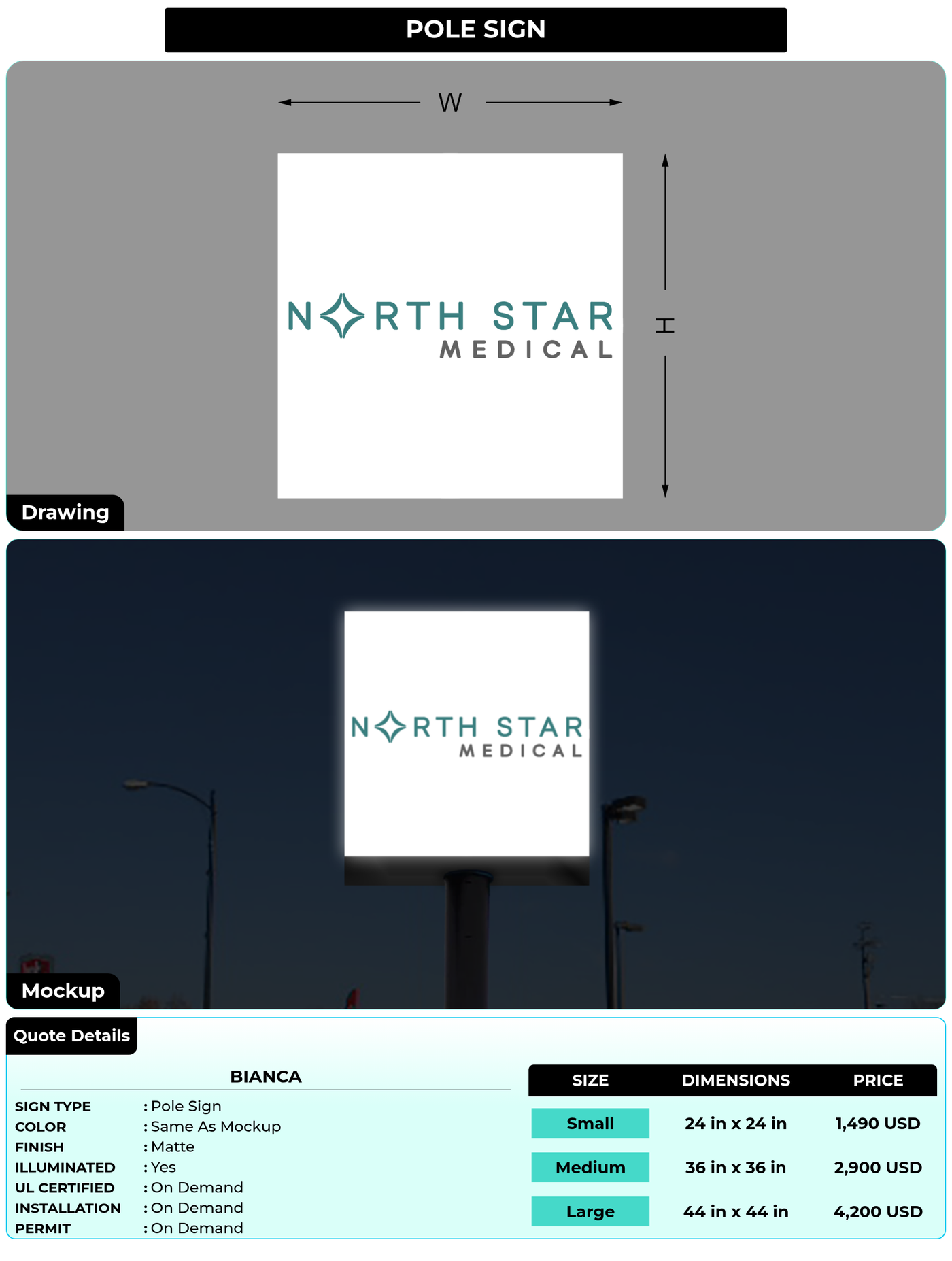 CUSTOM MOCKUP SIGN FOR Bianca