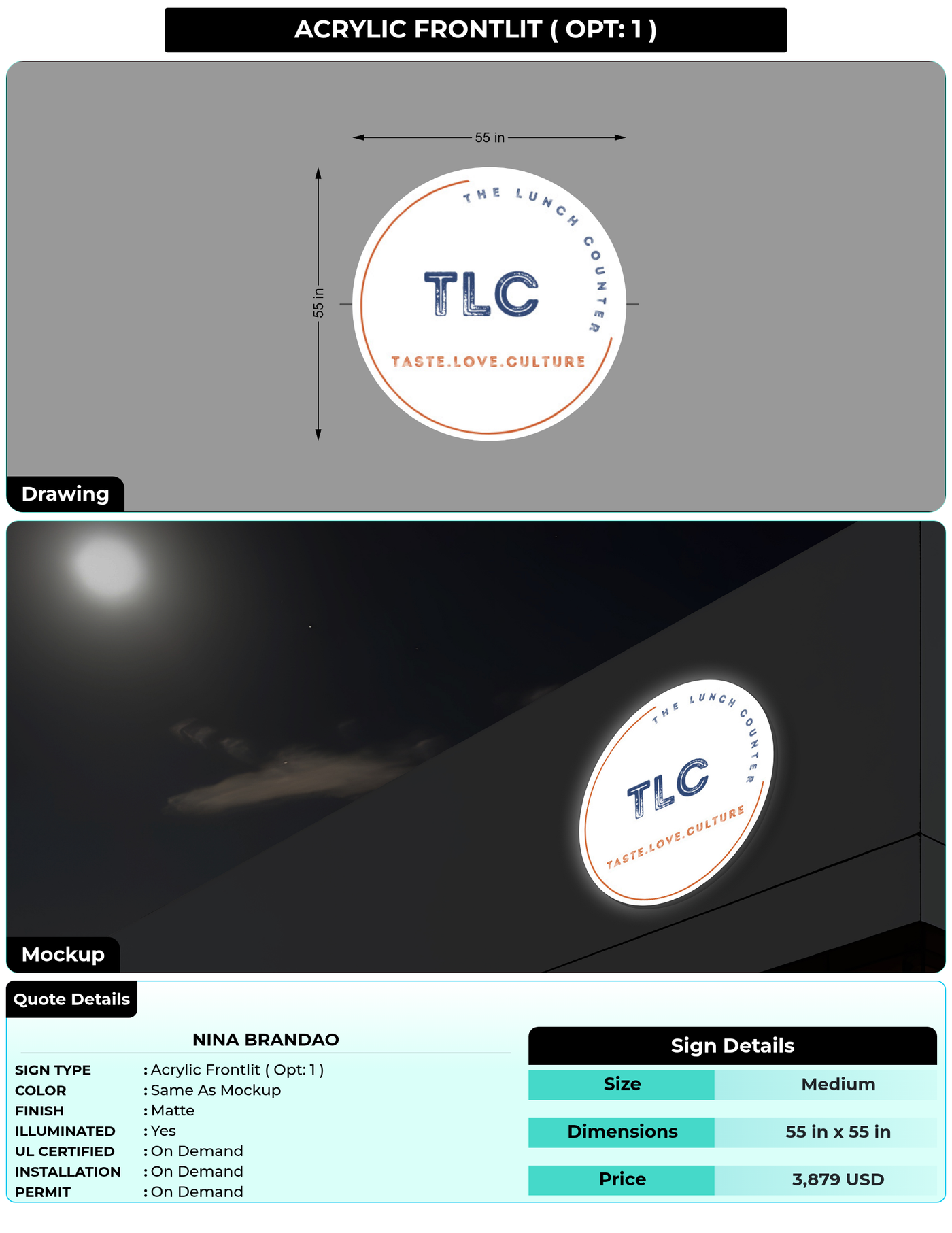 CUSTOM MOCKUP SIGN FOR Nina Brandao