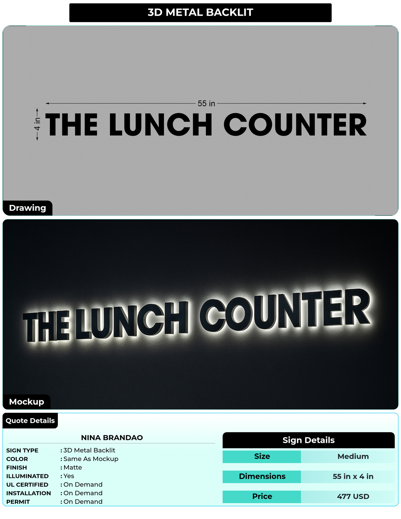 CUSTOM MOCKUP SIGN FOR Nina Brandao