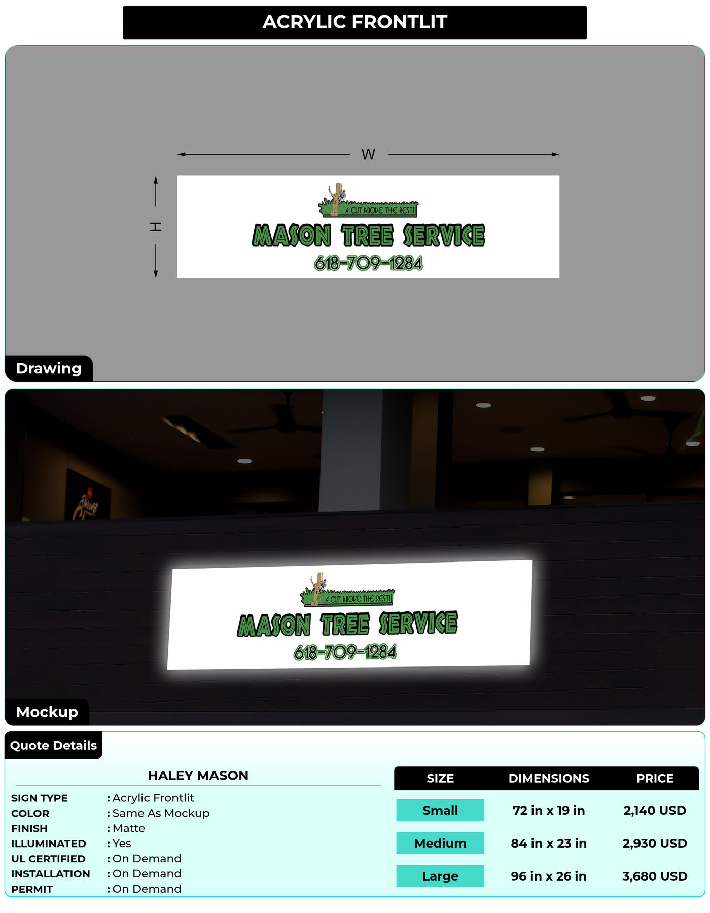 CUSTOM MOCKUP SIGN FOR Haley Mason