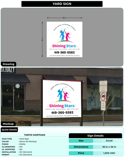CUSTOM MOCKUP SIGN FOR Taryn Hartman