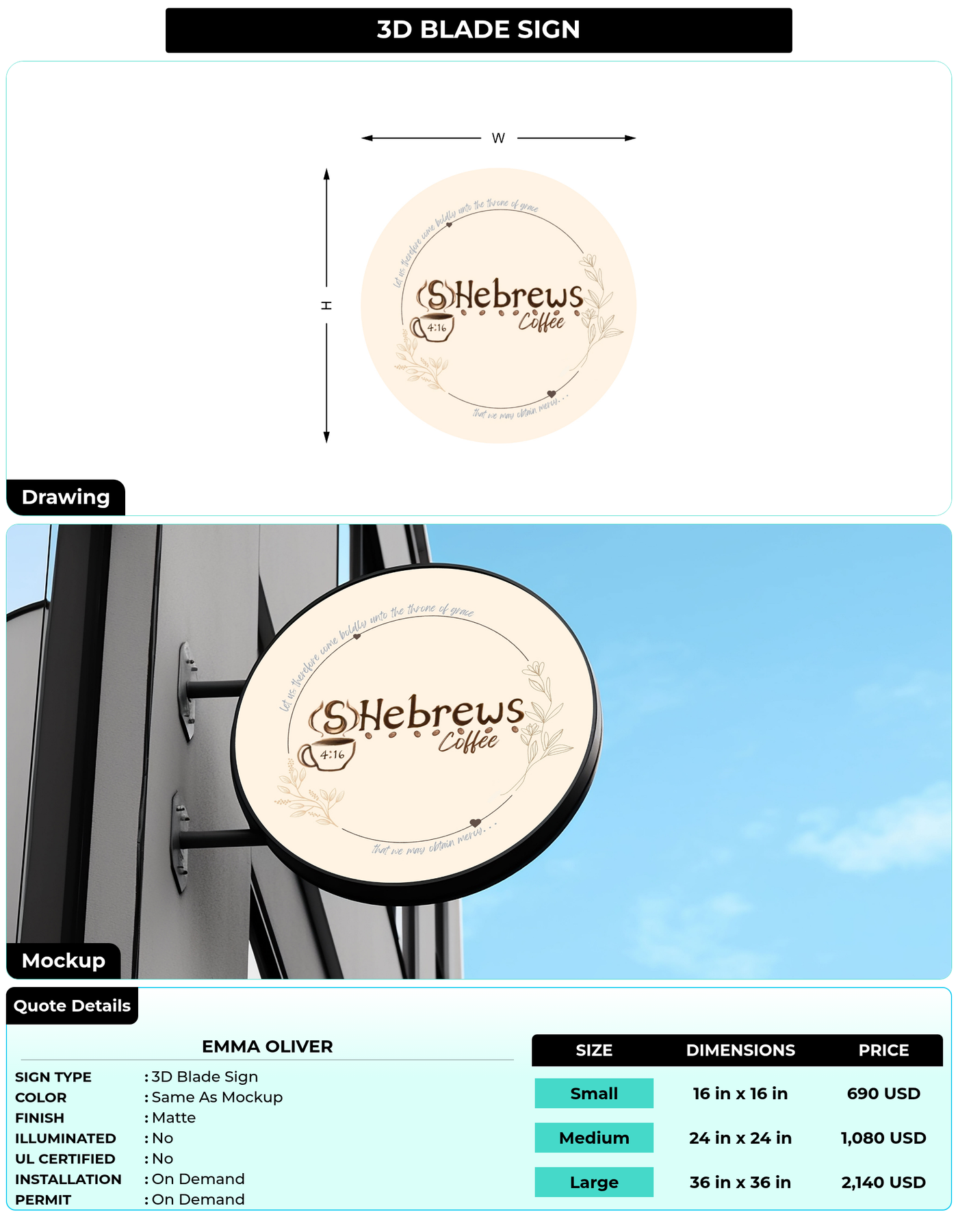 CUSTOM MOCKUP SIGN FOR Emma Oliver