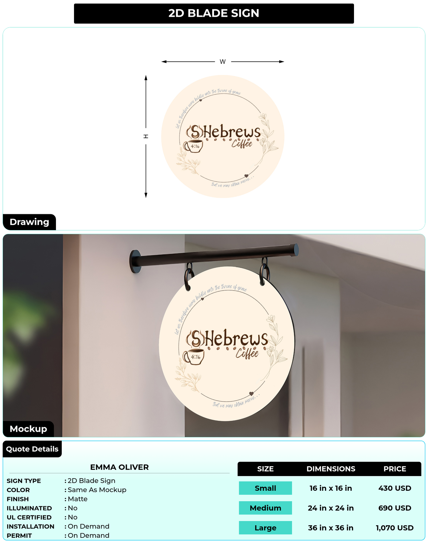 CUSTOM MOCKUP SIGN FOR Emma Oliver