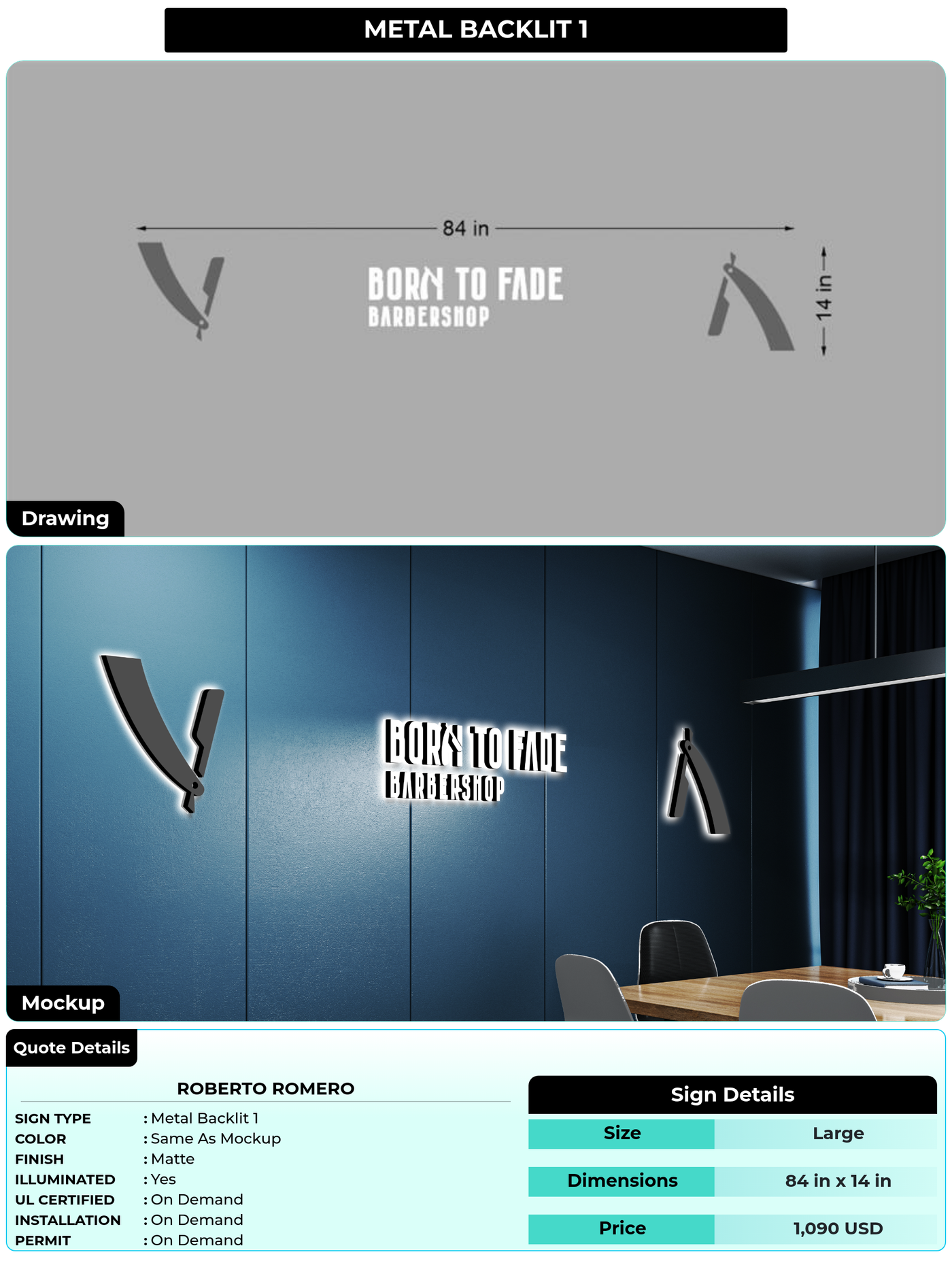 CUSTOM MOCKUP SIGN FOR Roberto Romero